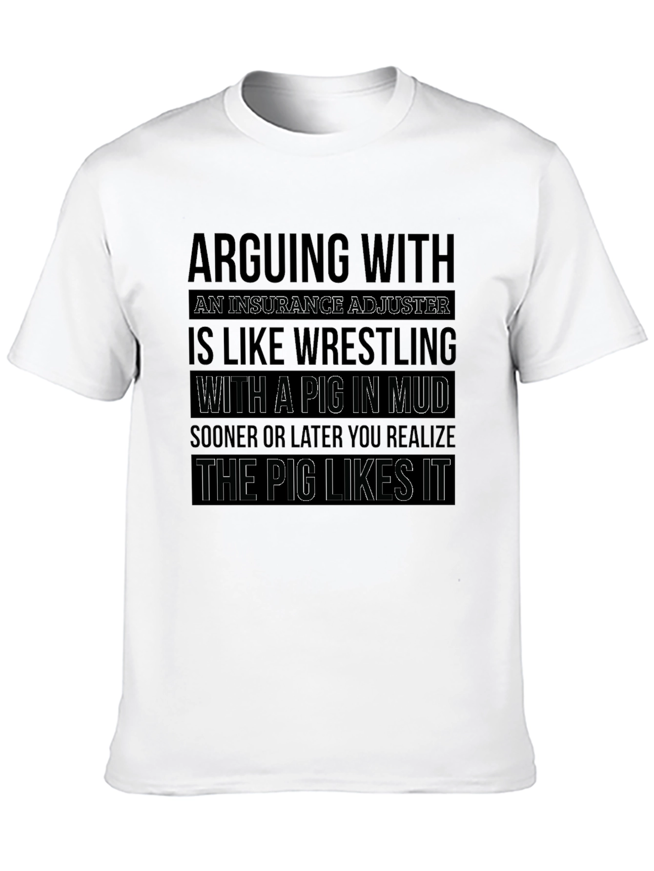 Black Arguing with Adjuster Pig in Mud T-Shirt view 10