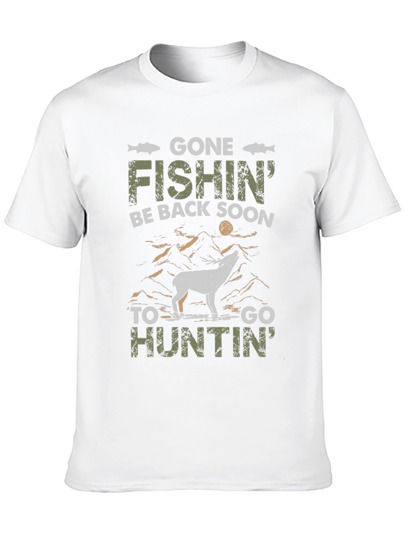 Black Gone Fishin' Huntin' T-Shirt view 10