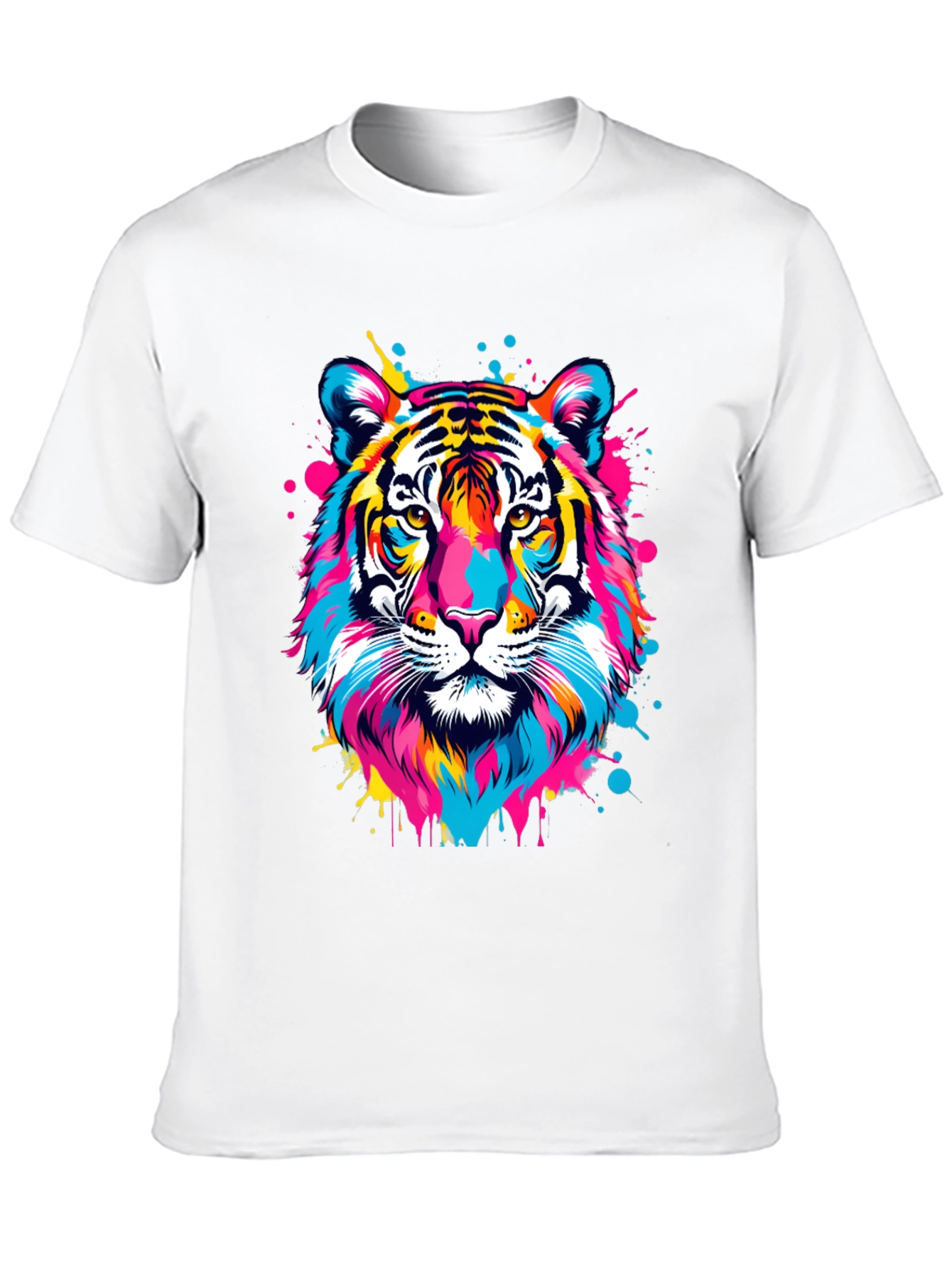 Black Colorful Tiger Graphic Print Black T-Shirt view 10
