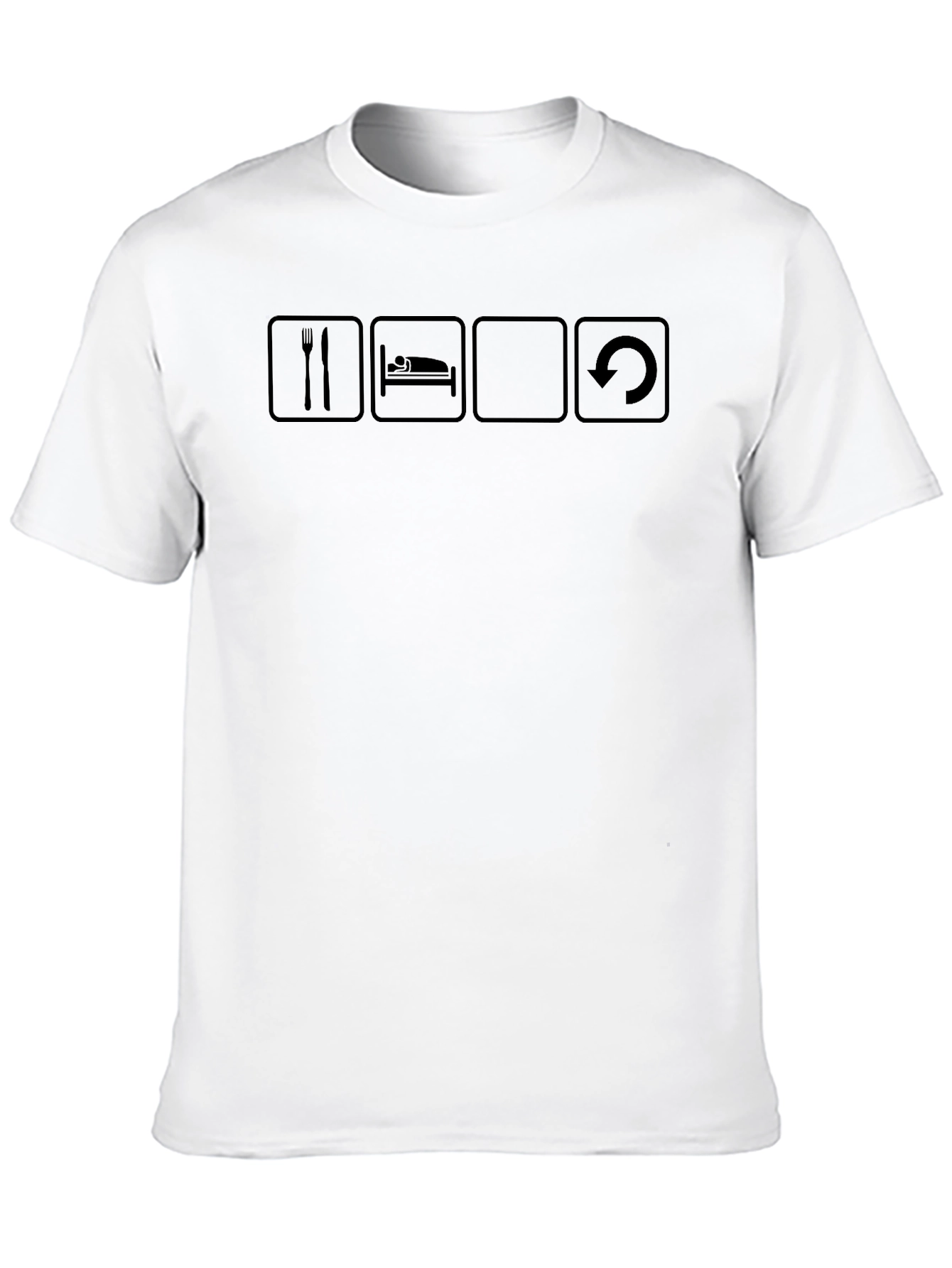 Black Eat Sleep Repeat Funny Graphic Tee - Black Cotton T-Shirt view 10