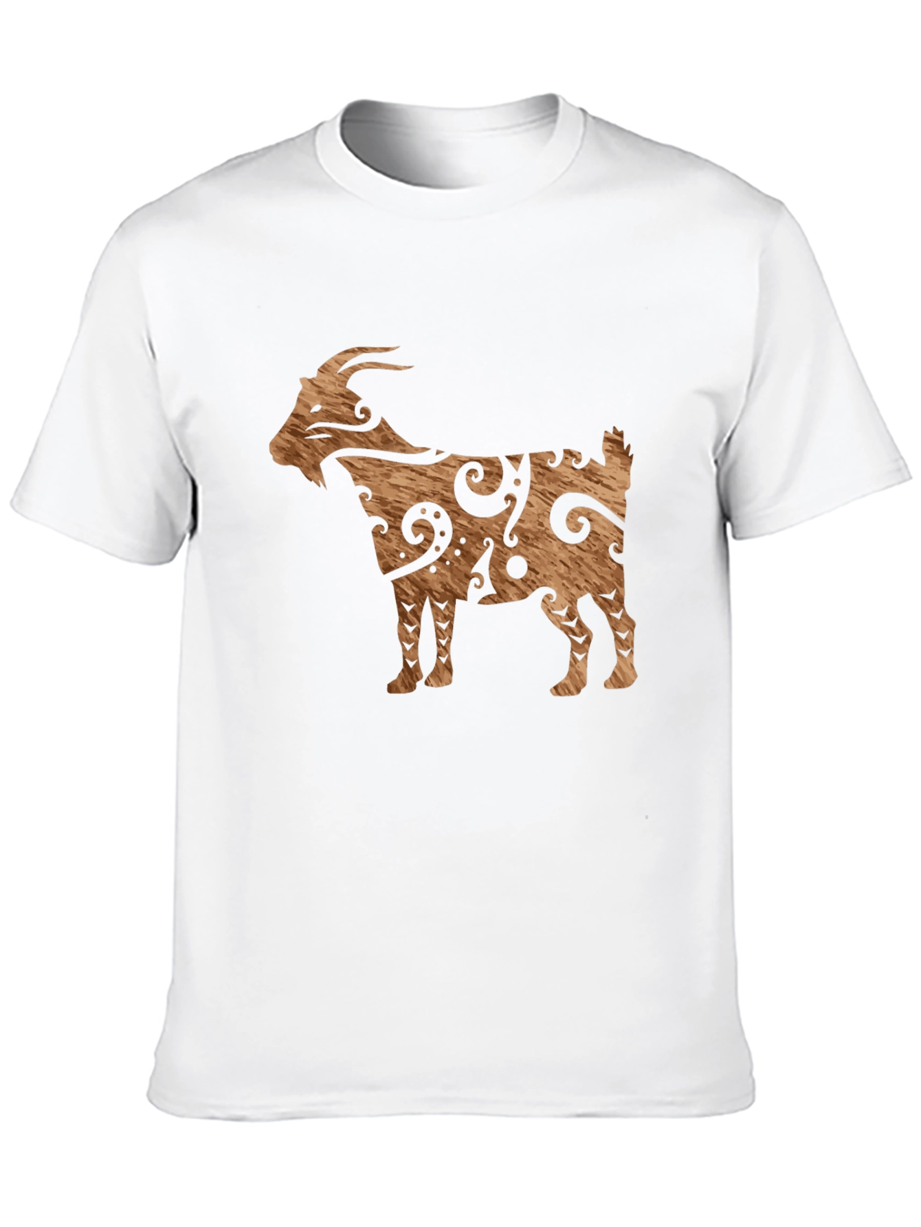 Black Tribal Goat Graphic Tee - Black Cotton Casual view 10