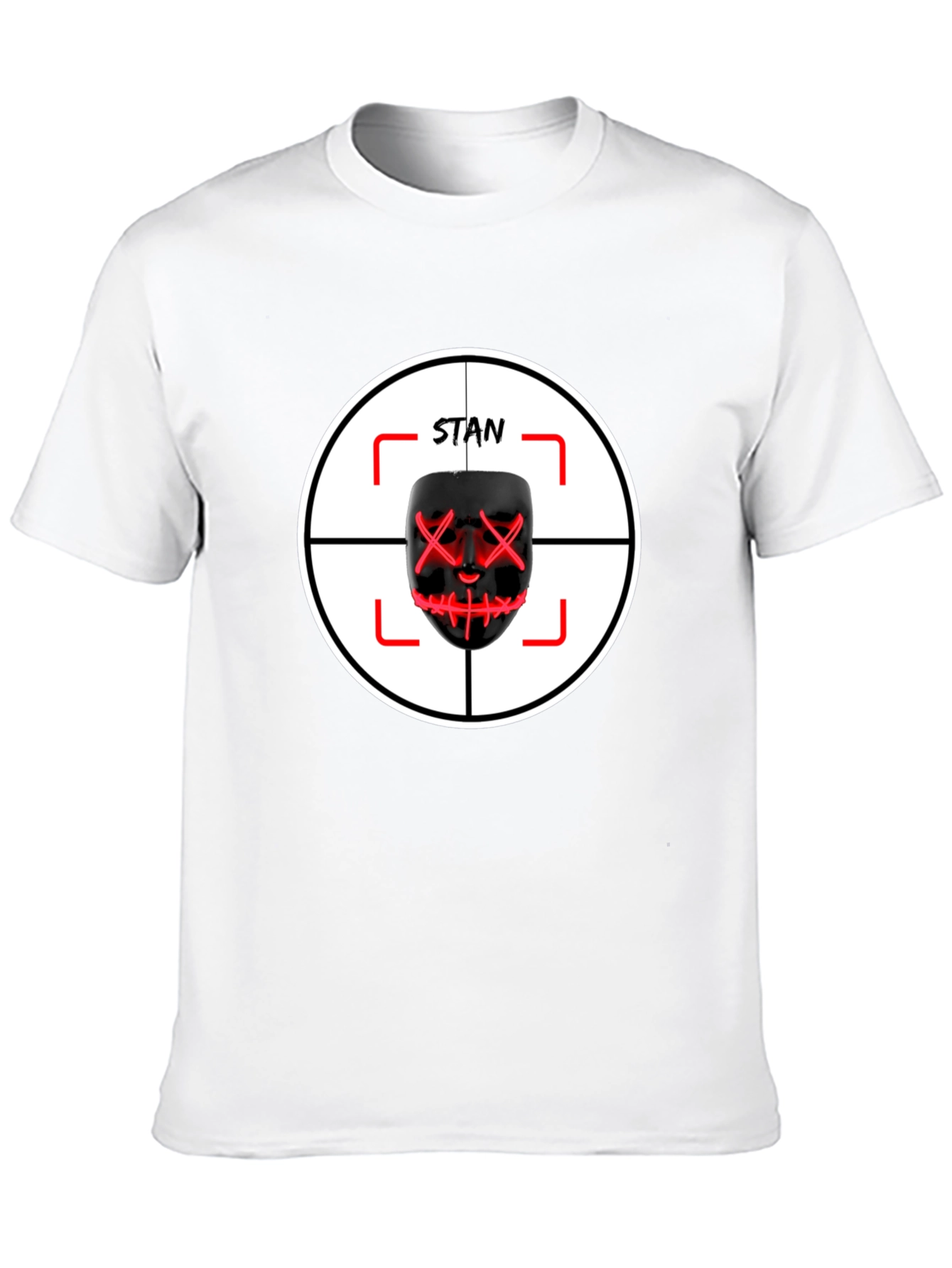 Black Stan Mask T-Shirt: Target Design - Unique Fan Apparel view 10
