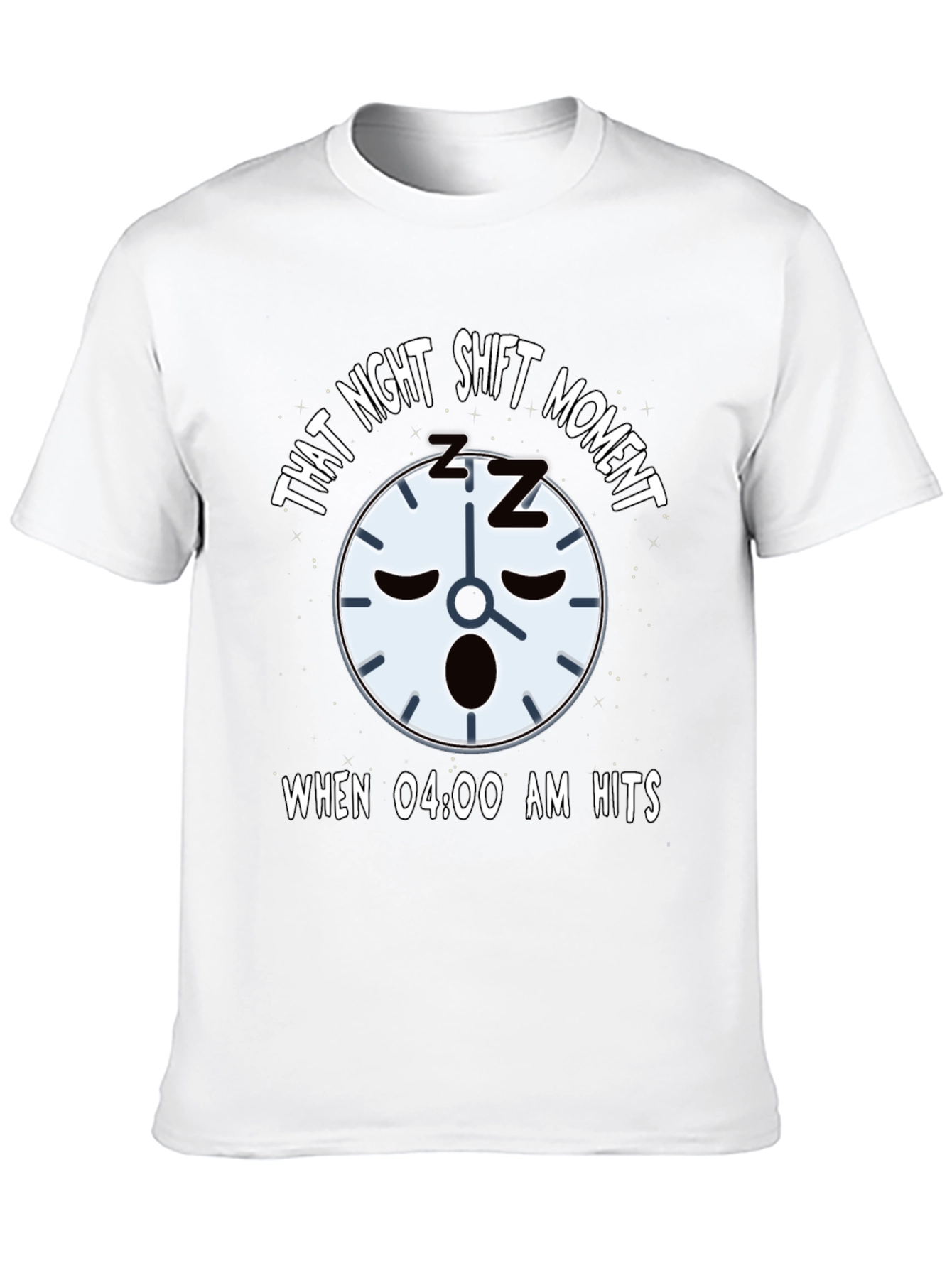 Black Night Shift Sleepy Clock T-Shirt view 10