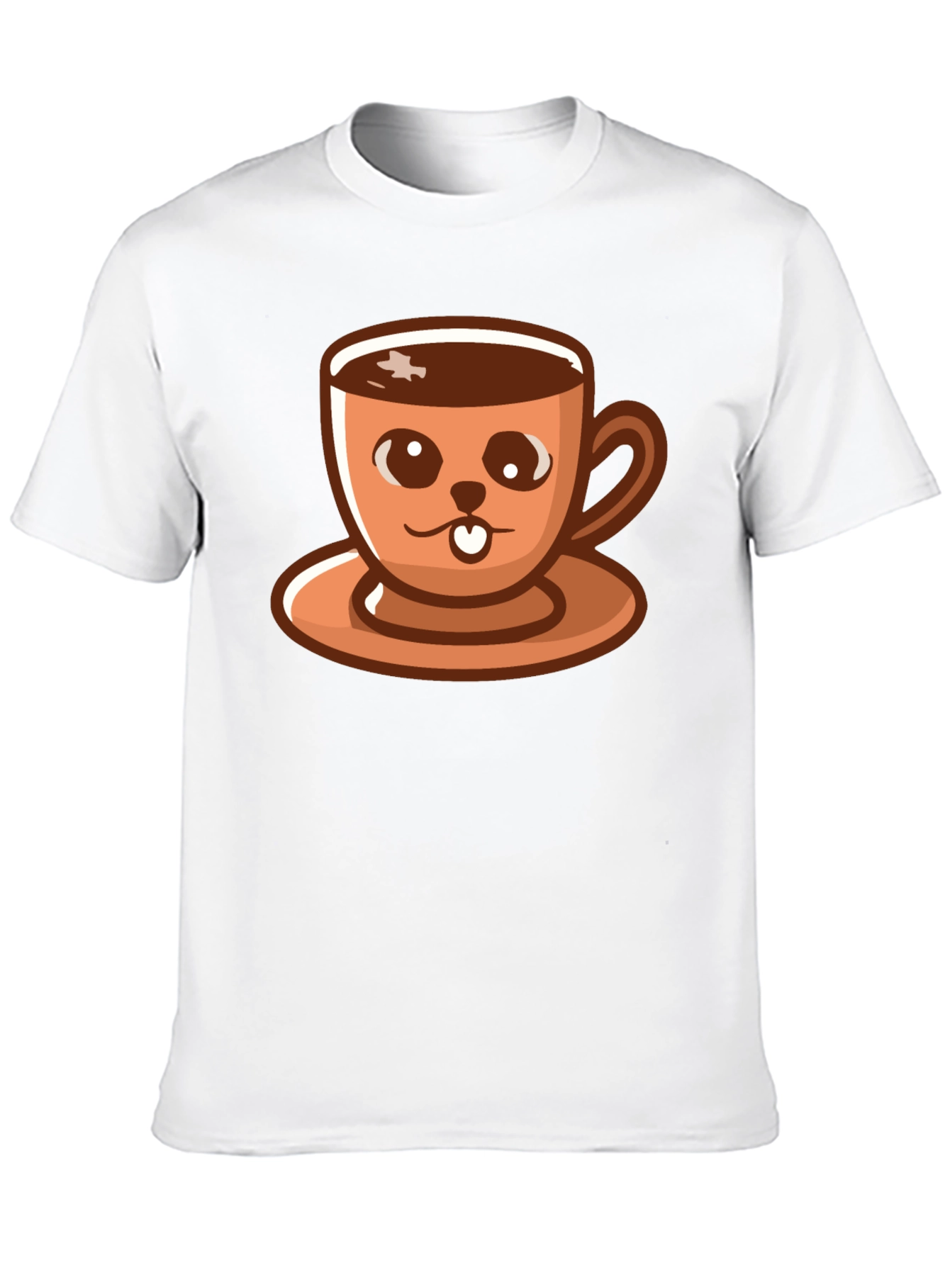 Black Cute Coffee Cup Cartoon T-Shirt view 10