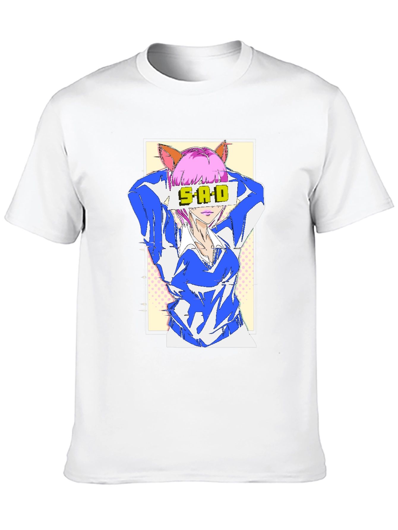 Black Anime SAD T-Shirt - Unisex Graphic Tee view 10