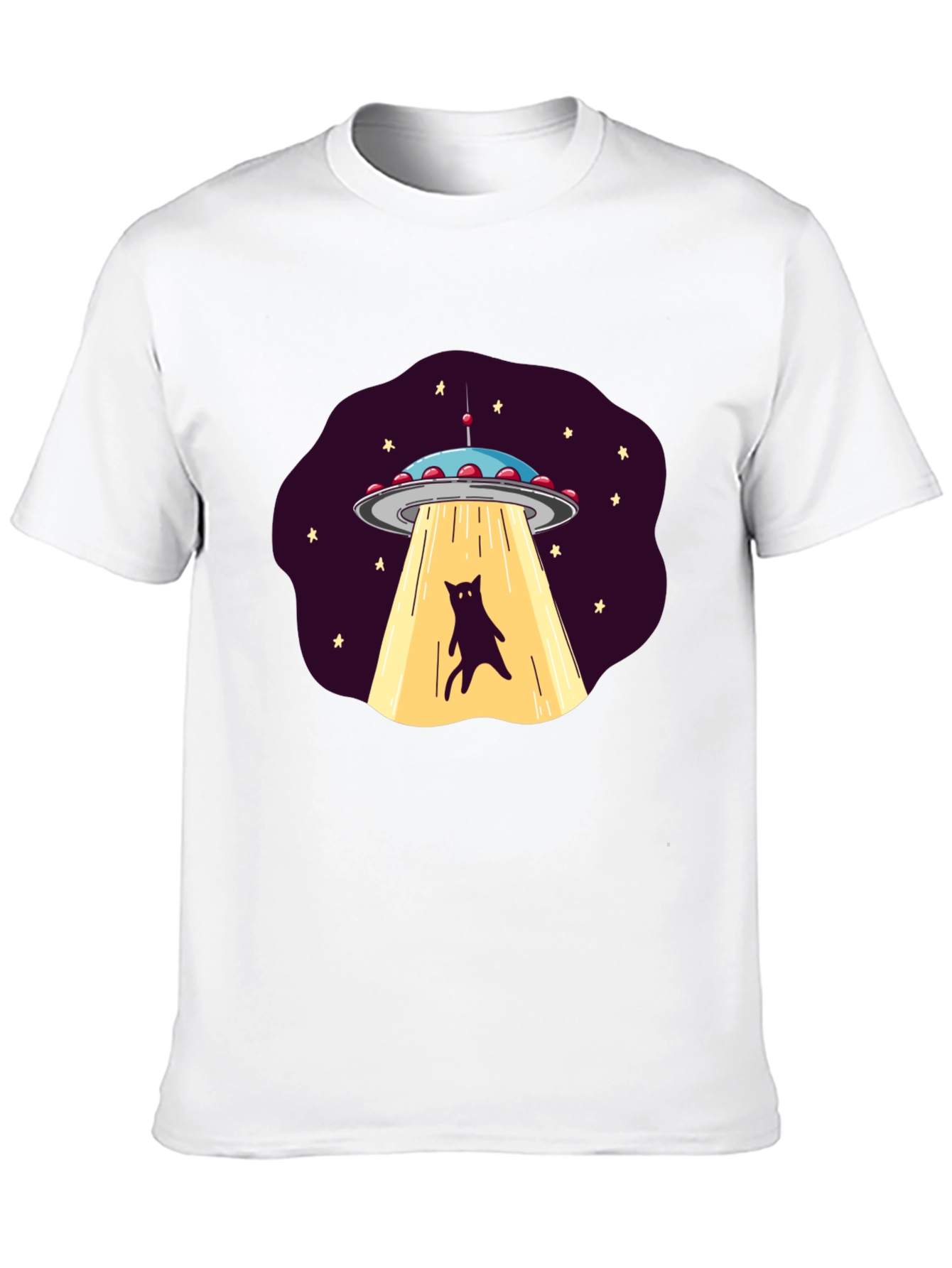 Black Alien Cat Abduction Graphic Tee view 10