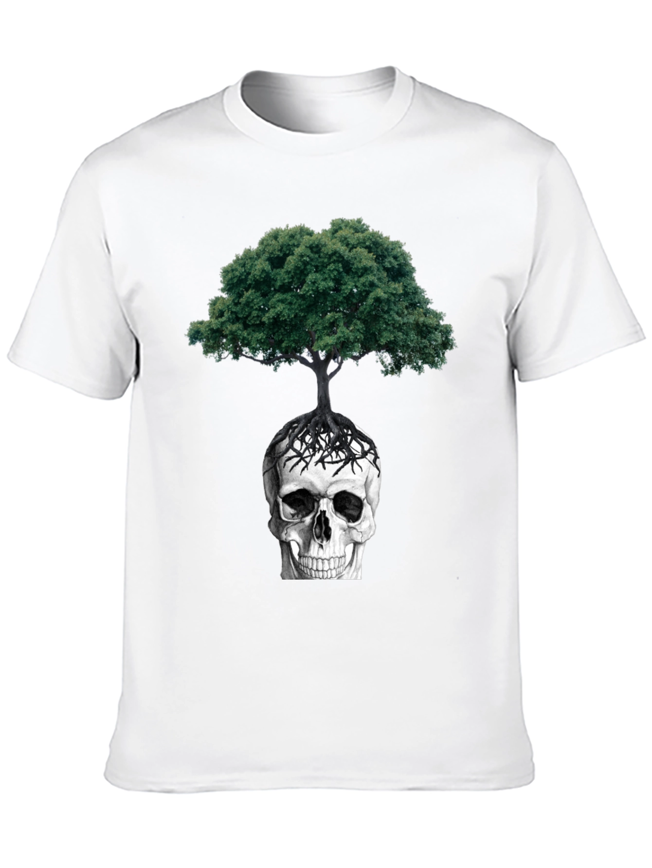Black Skull & Tree Graphic Tee - Dark Humor Style view 10