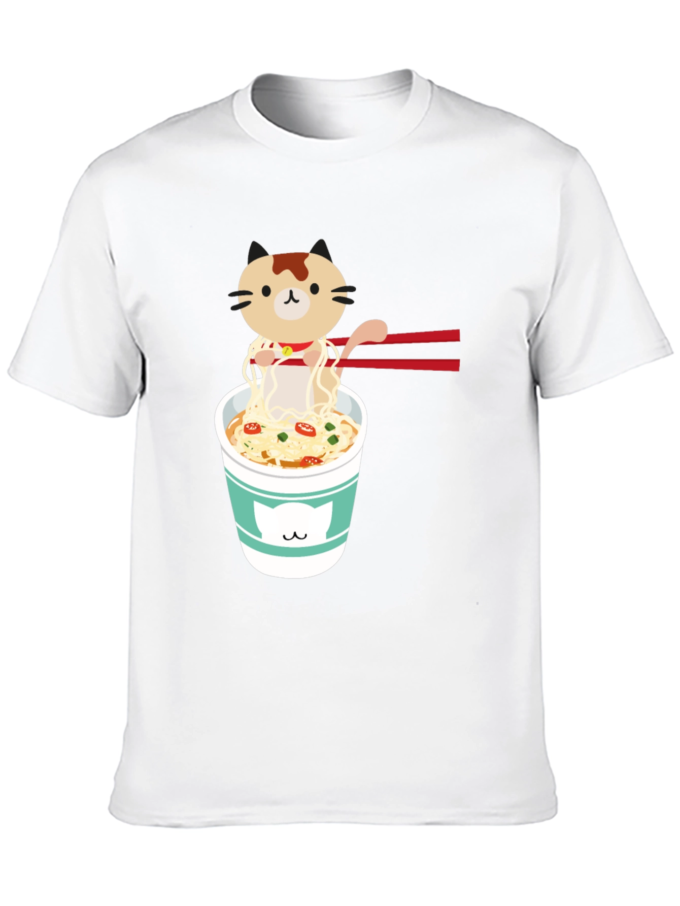 Black Cute Cat Ramen T-Shirt view 10
