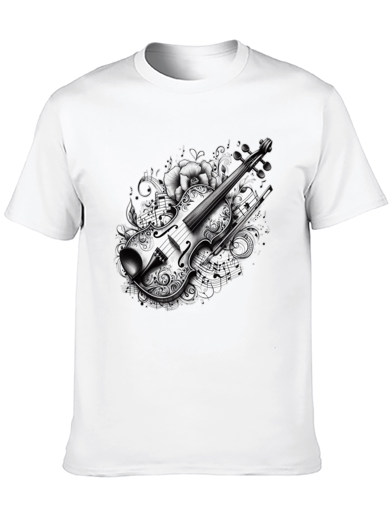 Black Musical Violin Graphic T-Shirt view 10