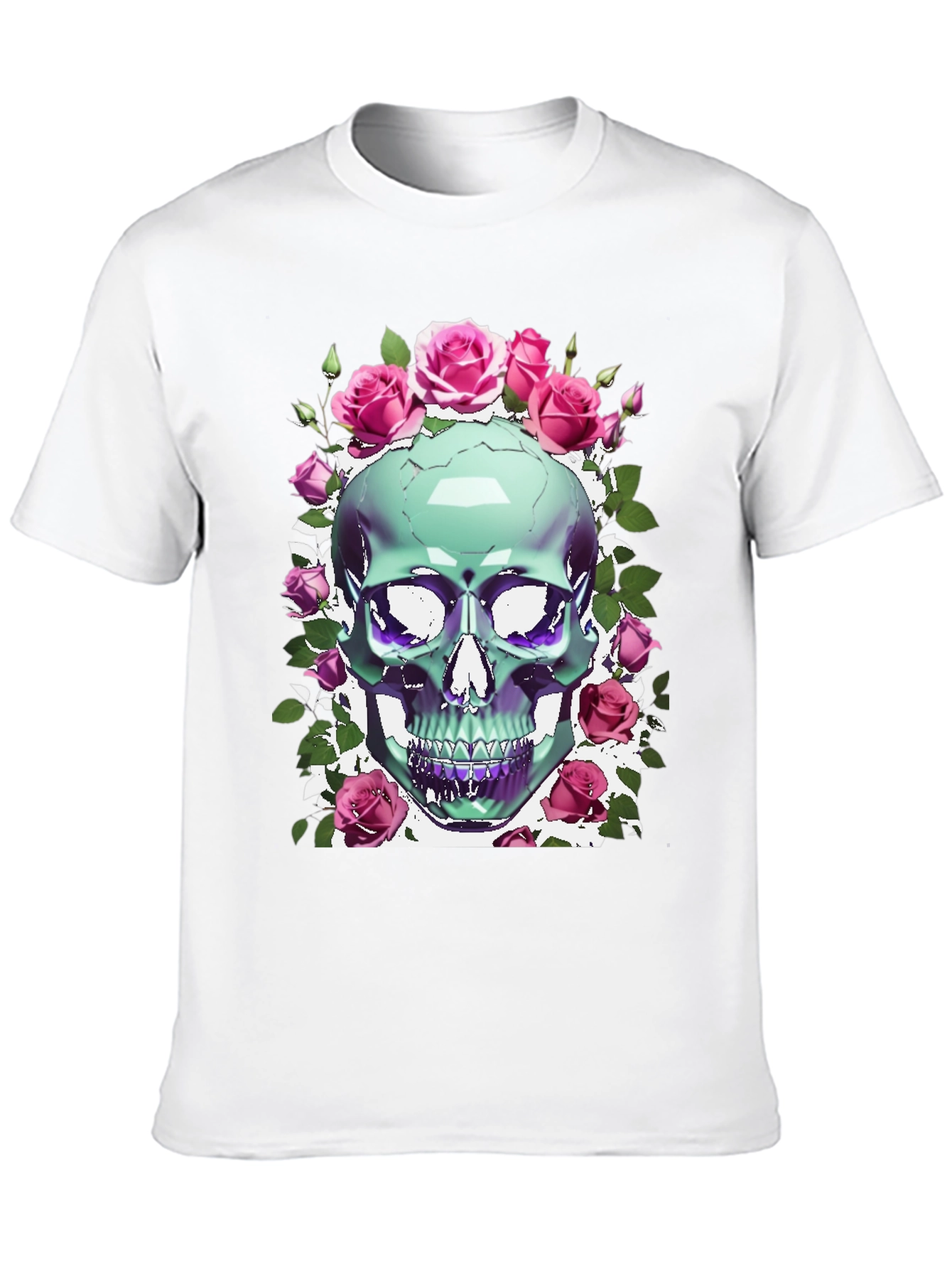 Black Skull & Roses Graphic Tee view 10
