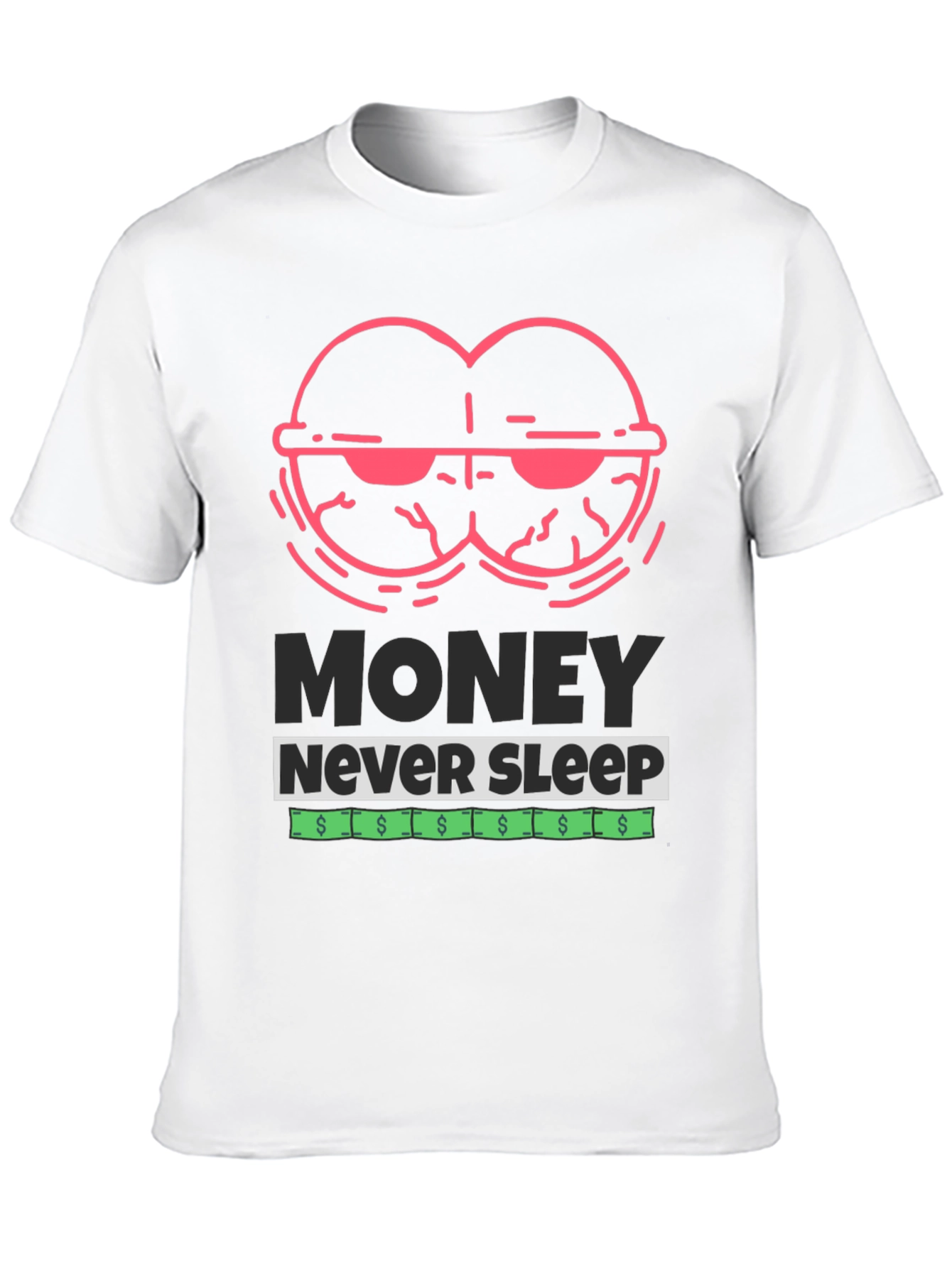 Black Money Never Sleep Graphic T-Shirt view 10
