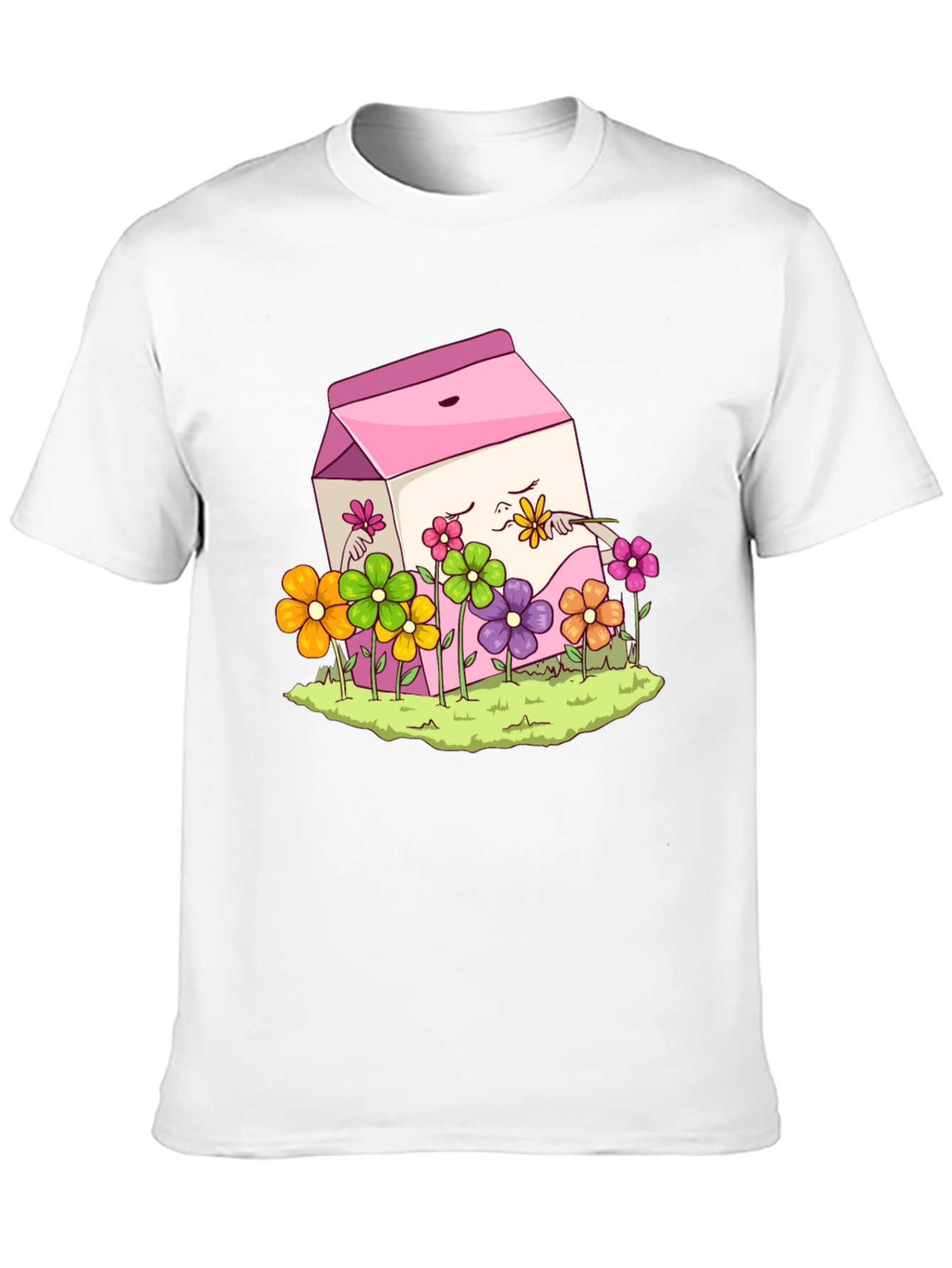 Black Cute Milk Carton & Flowers Graphic Tee view 10