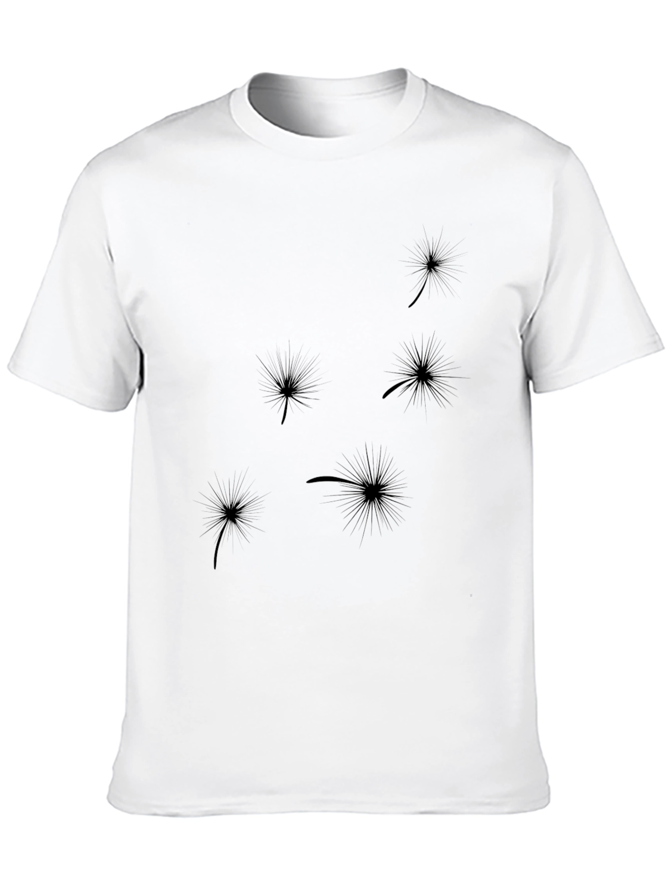 Black Stylish Black Dandelion Print T-Shirt view 10