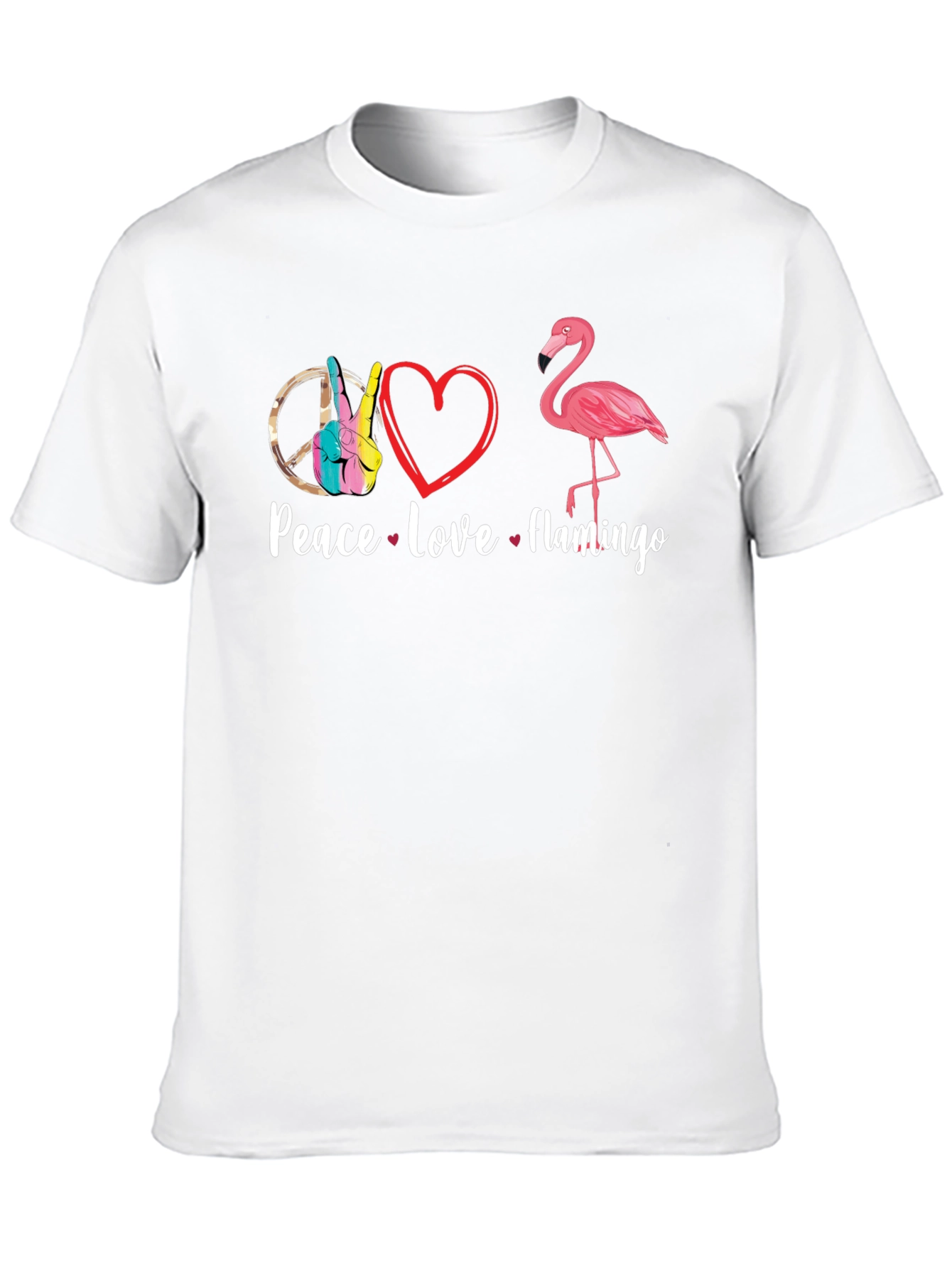 Black Peace Love Flamingo T-Shirt - Fun Graphic Tee view 10