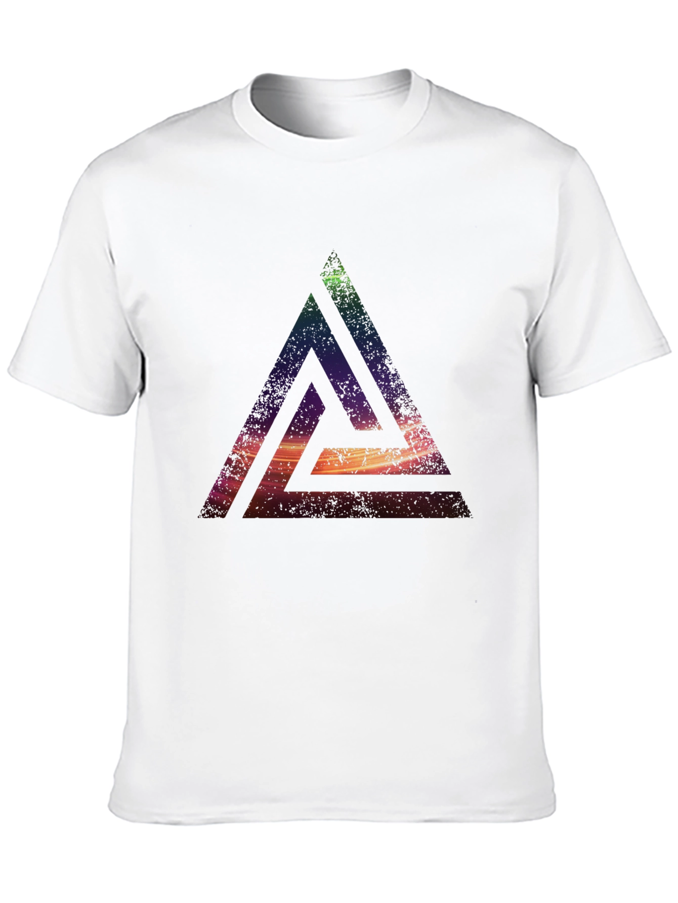 Abstract Triangle Graphic T-Shirt - Casual Black Tee - 10