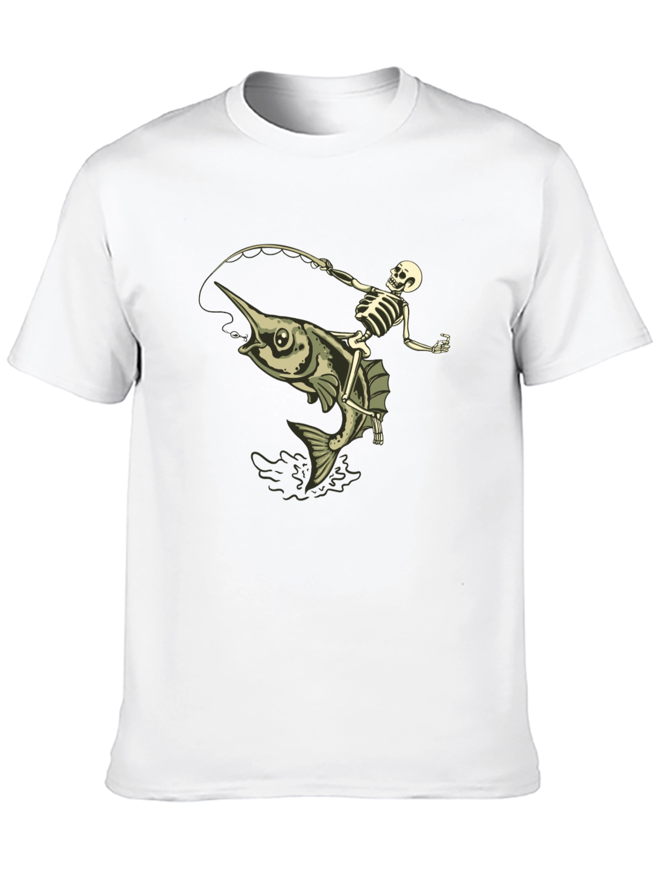 Black Skeleton Fishing Marlin T-Shirt - Black Cotton view 10