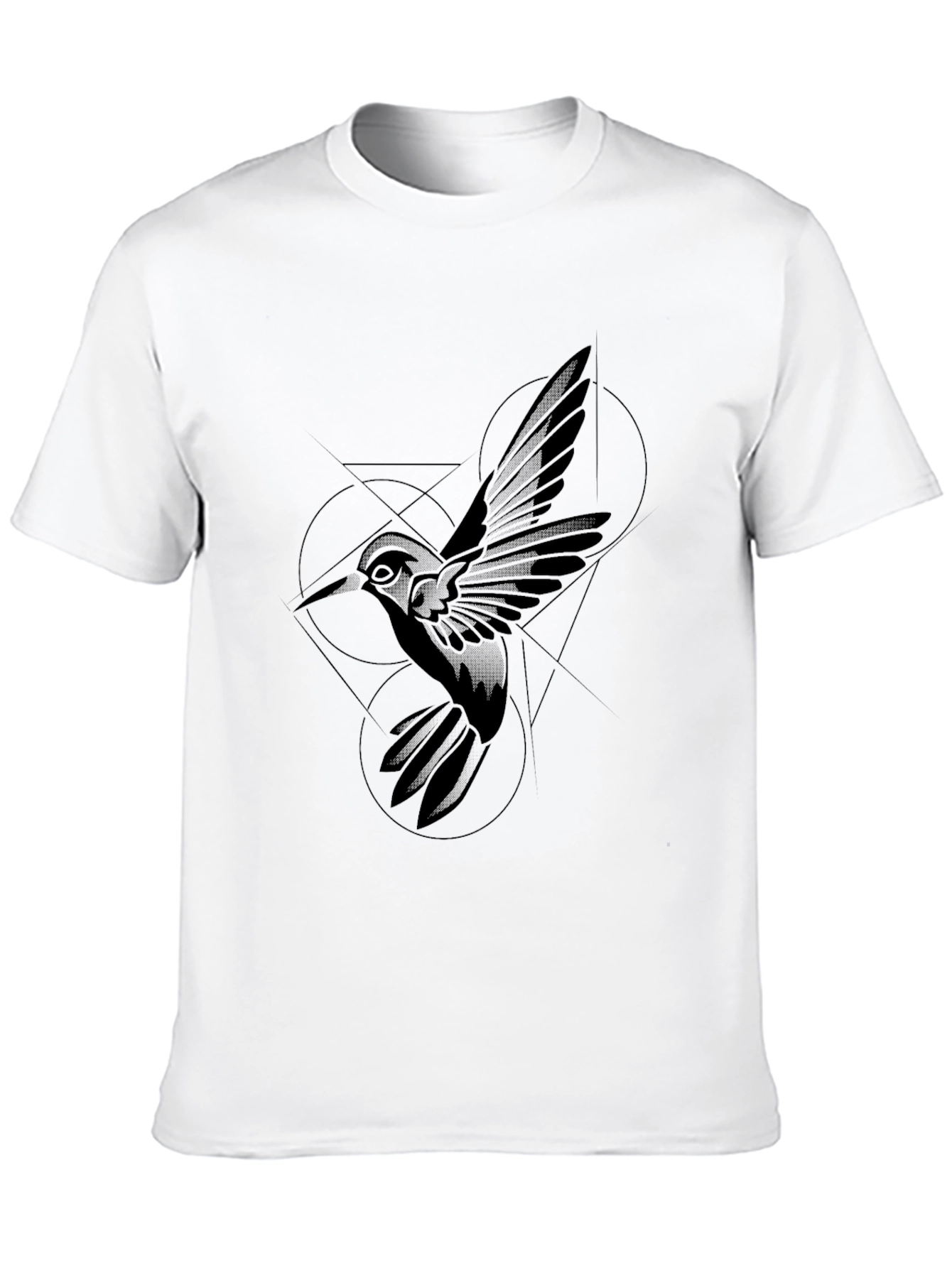 Black Geometric Hummingbird Black T-Shirt view 10
