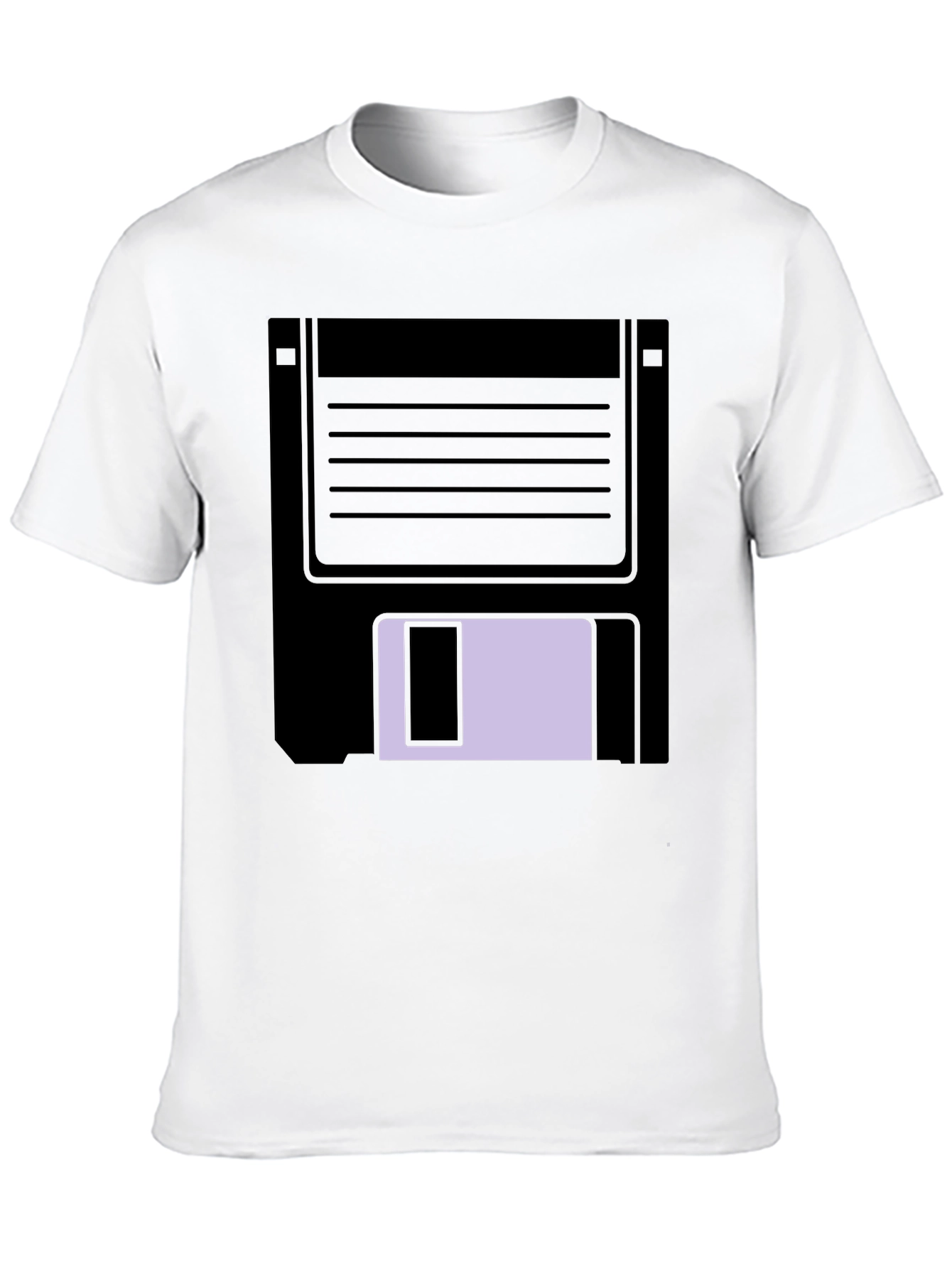 Black Retro Floppy Disk Graphic Tee - Black Casual T-Shirt view 10