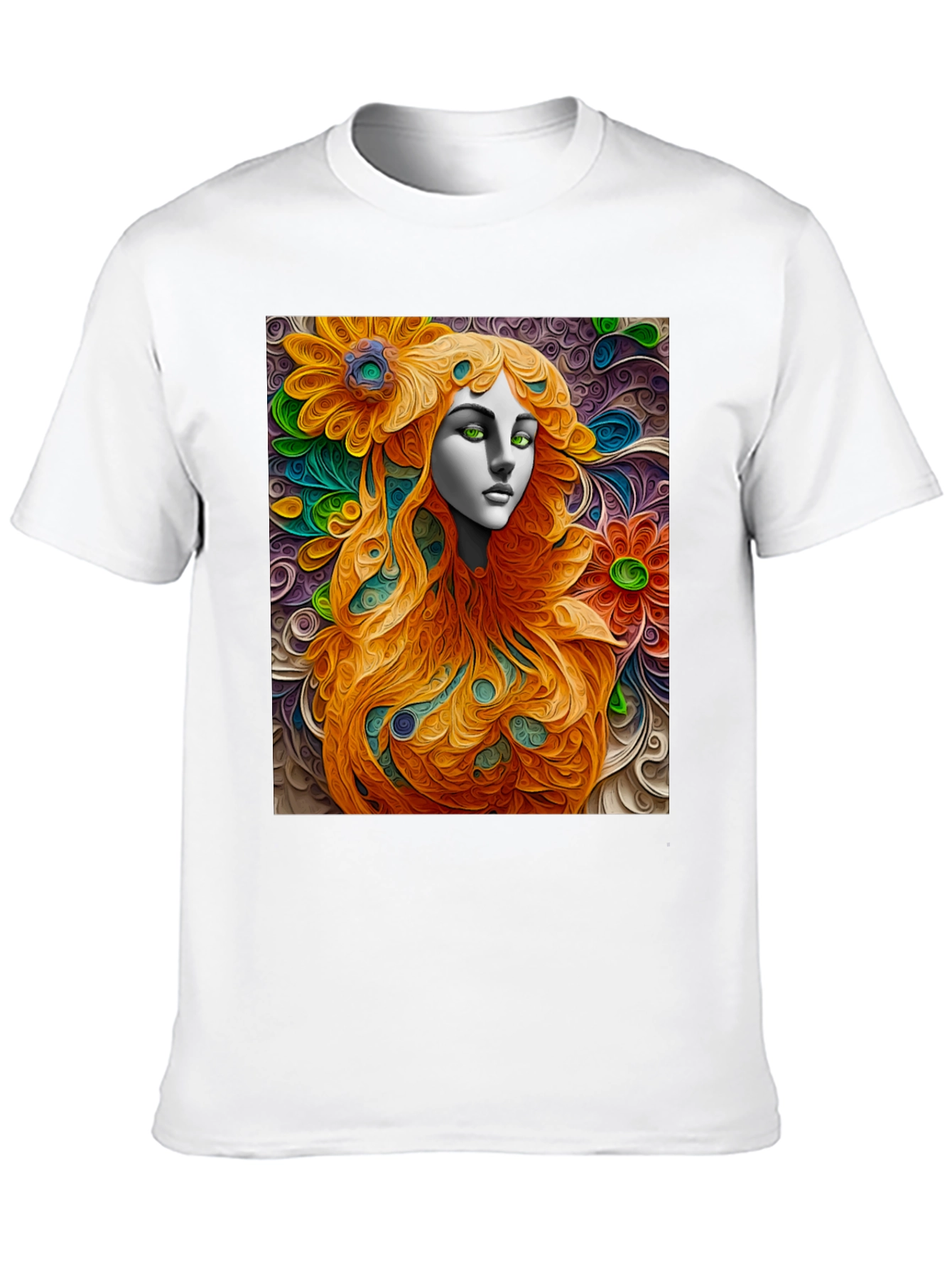 Black Abstract Floral Woman Graphic Tee - Artistic Style view 10
