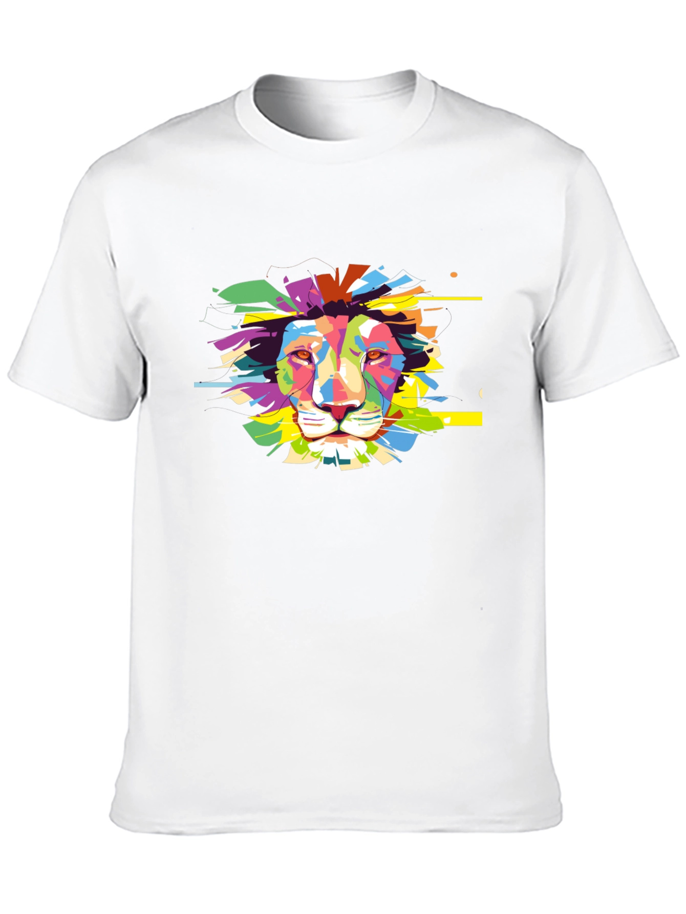 Black Colorful Lion Graphic Black T-Shirt view 10