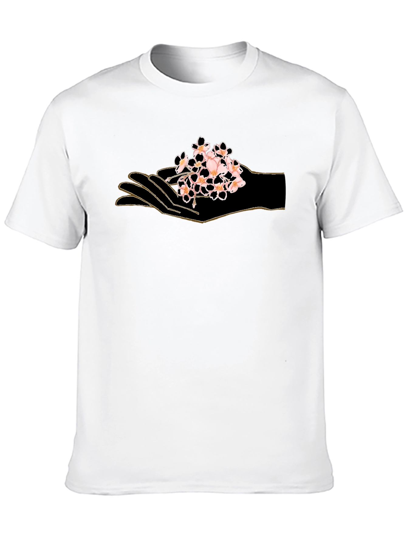 Black Hand Holding Flowers Graphic T-Shirt view 10