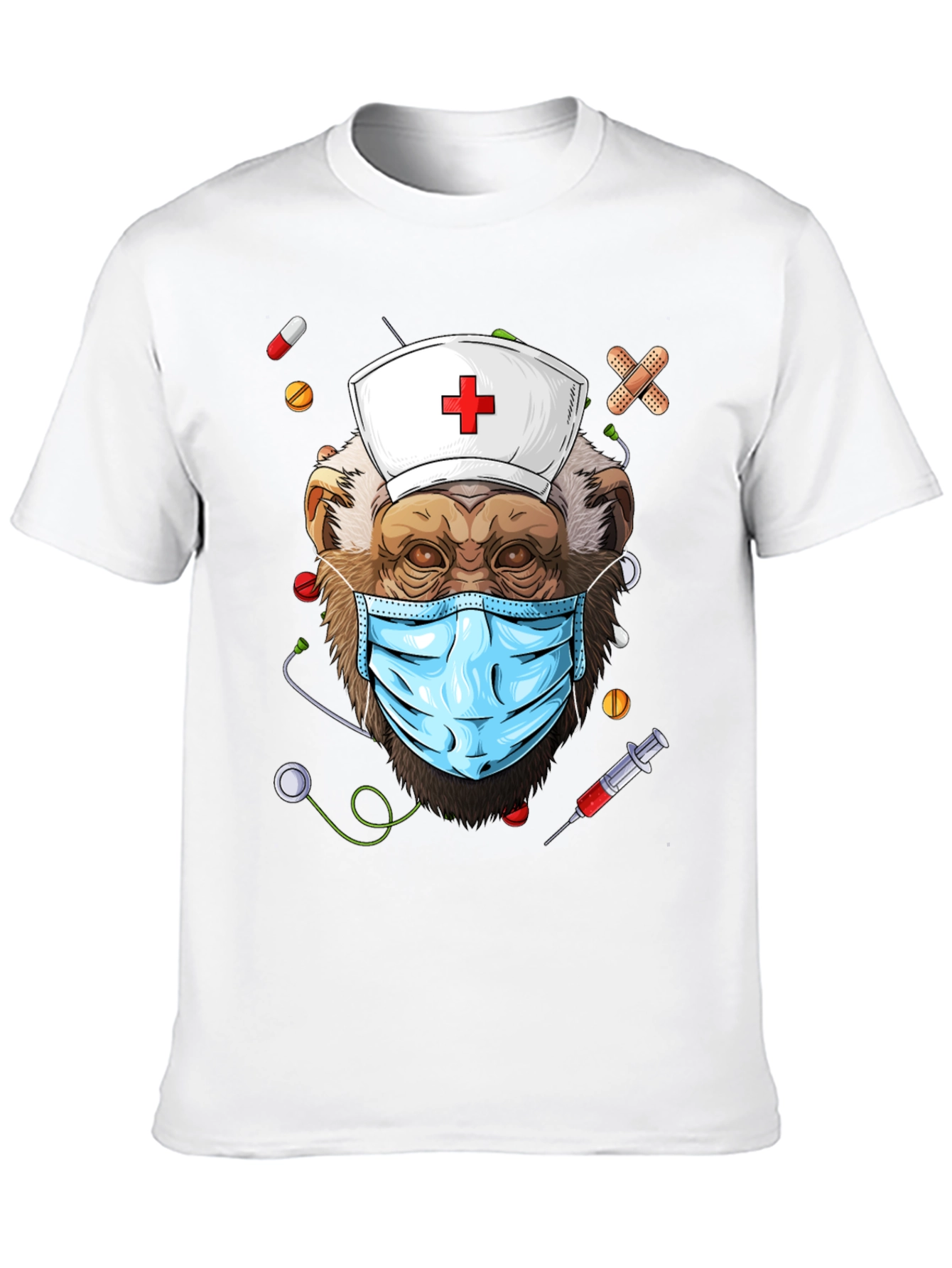 Black Nurse Monkey Graphic T-Shirt - Unique & Fun Design! view 10