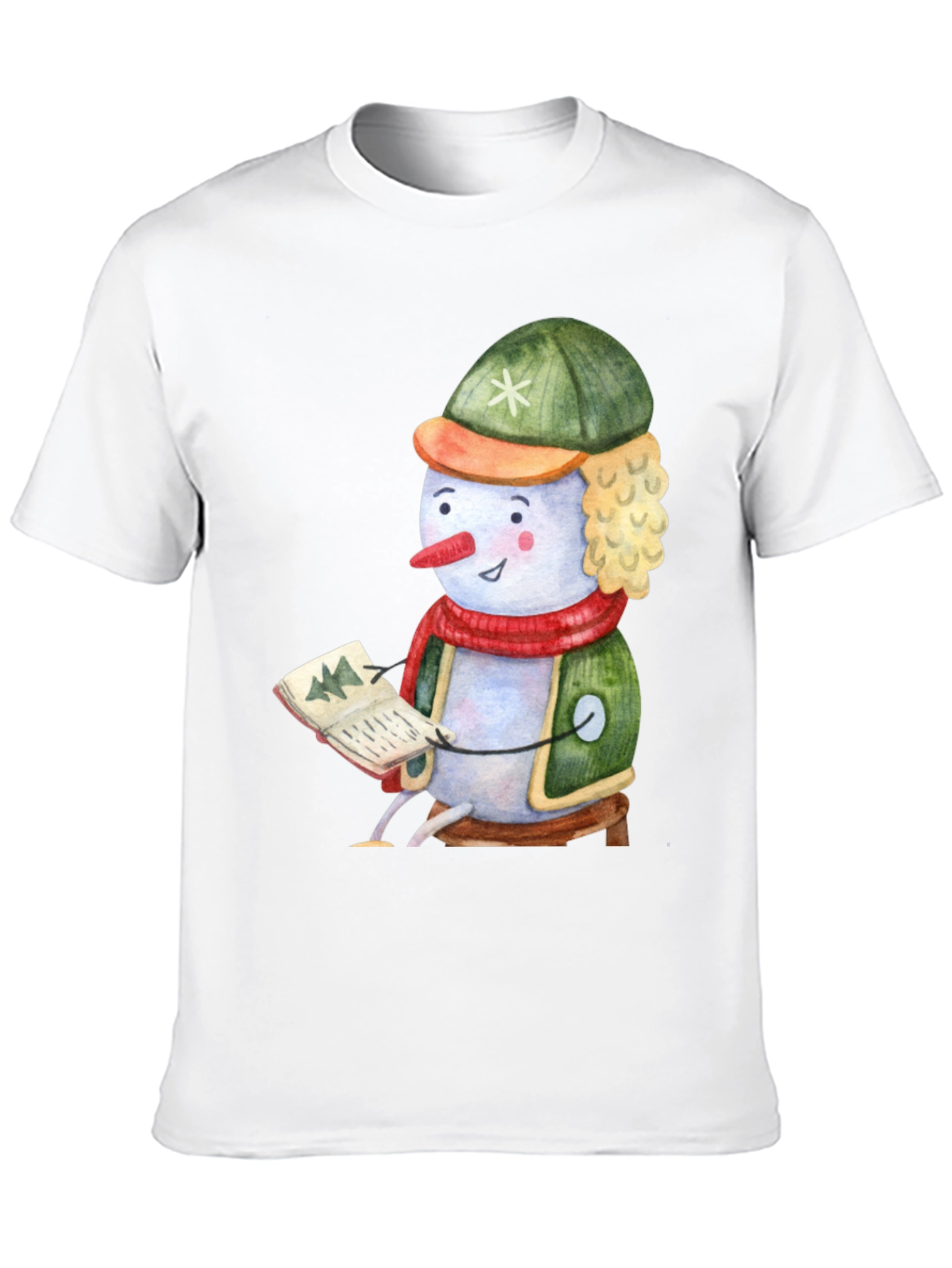 Black Festive Snowman Reading T-Shirt view 10