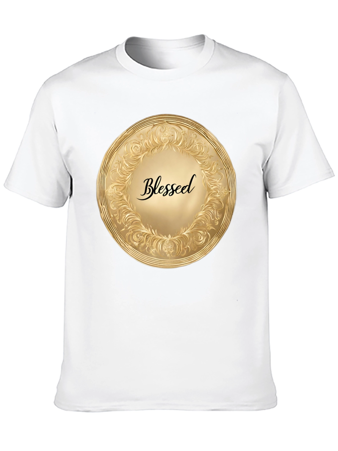 Black Blessed Gold Medallion Black T-Shirt view 10