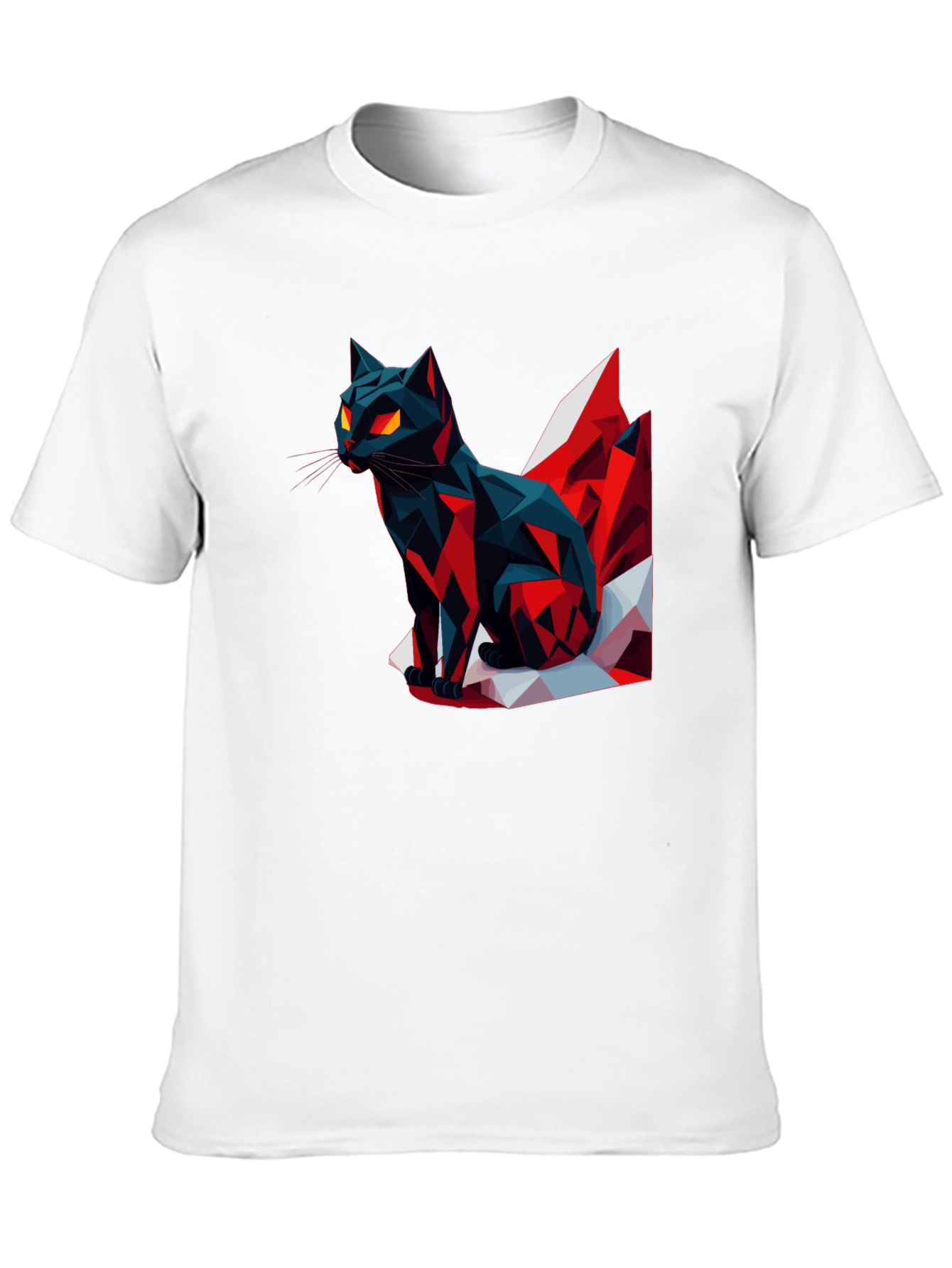 Black Geometric Cat Graphic T-Shirt view 10