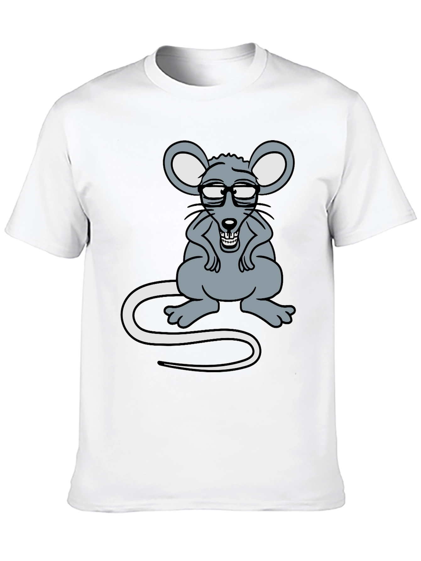 Black Funny Rat with Glasses Graphic Tee view 10