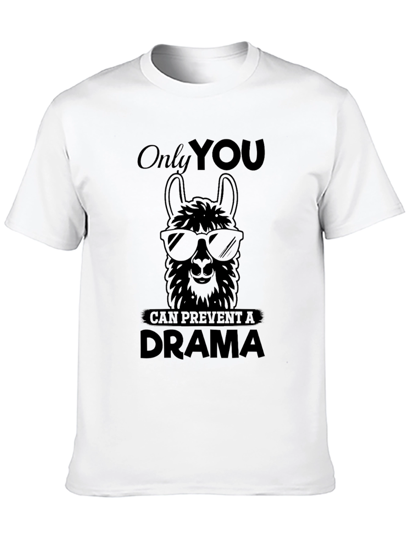 Black Llama Drama Prevention Graphic Tee - Unisex Black T-Shirt view 10
