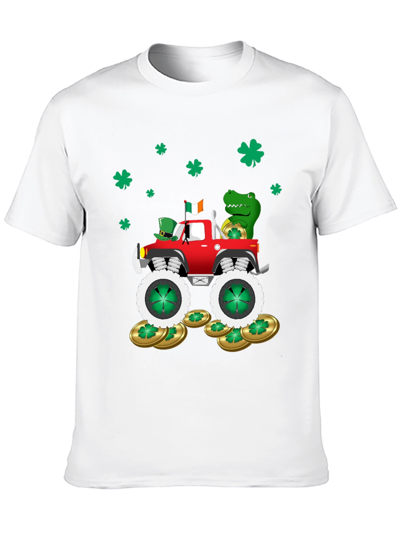 Black St. Patrick's Day Monster Truck T-Shirt view 10