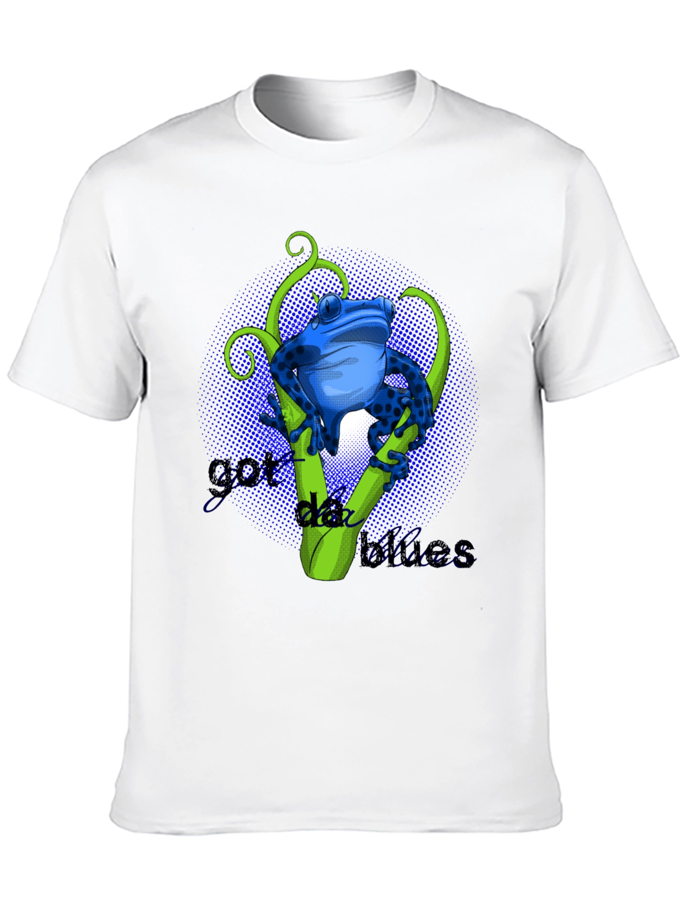 Black Blue Frog Got Da Blues Graphic T-Shirt view 10