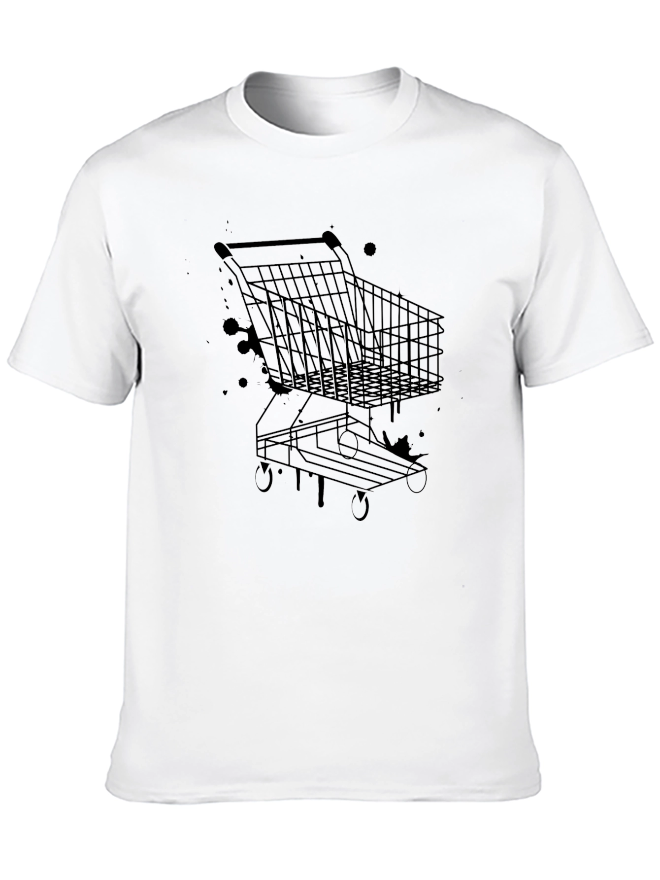 Black Shopping Cart Graphic Tee - Black Cotton T-Shirt view 10