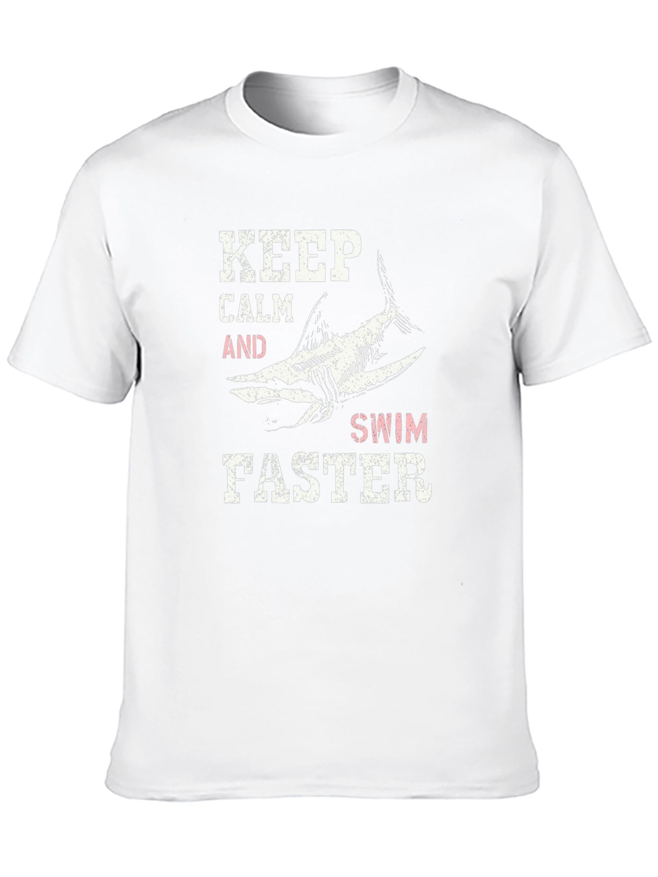 Black Keep Calm Swim Faster Shark Graphic T-Shirt view 10