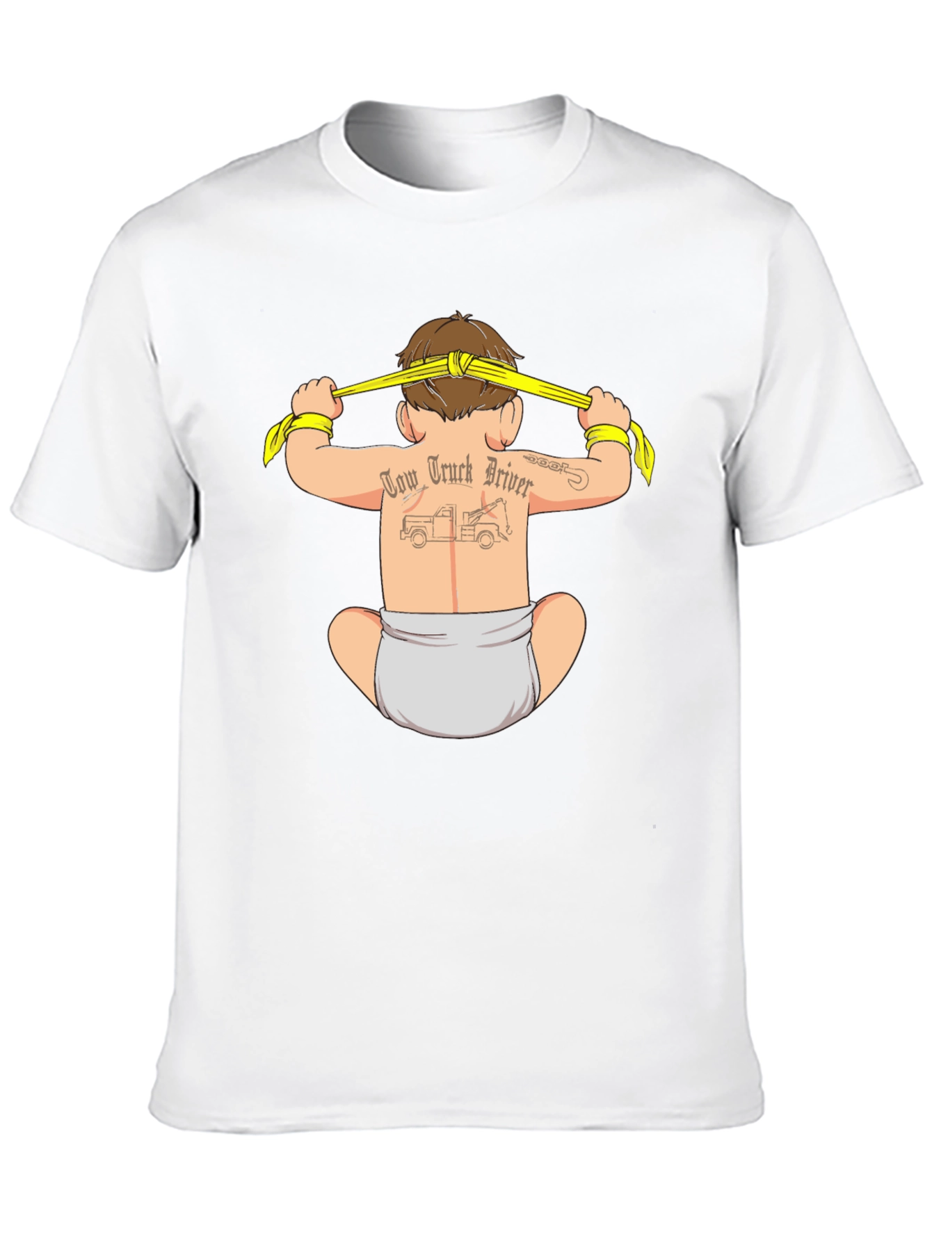 Black Tow Truck Driver Baby Tattoo T-Shirt view 10