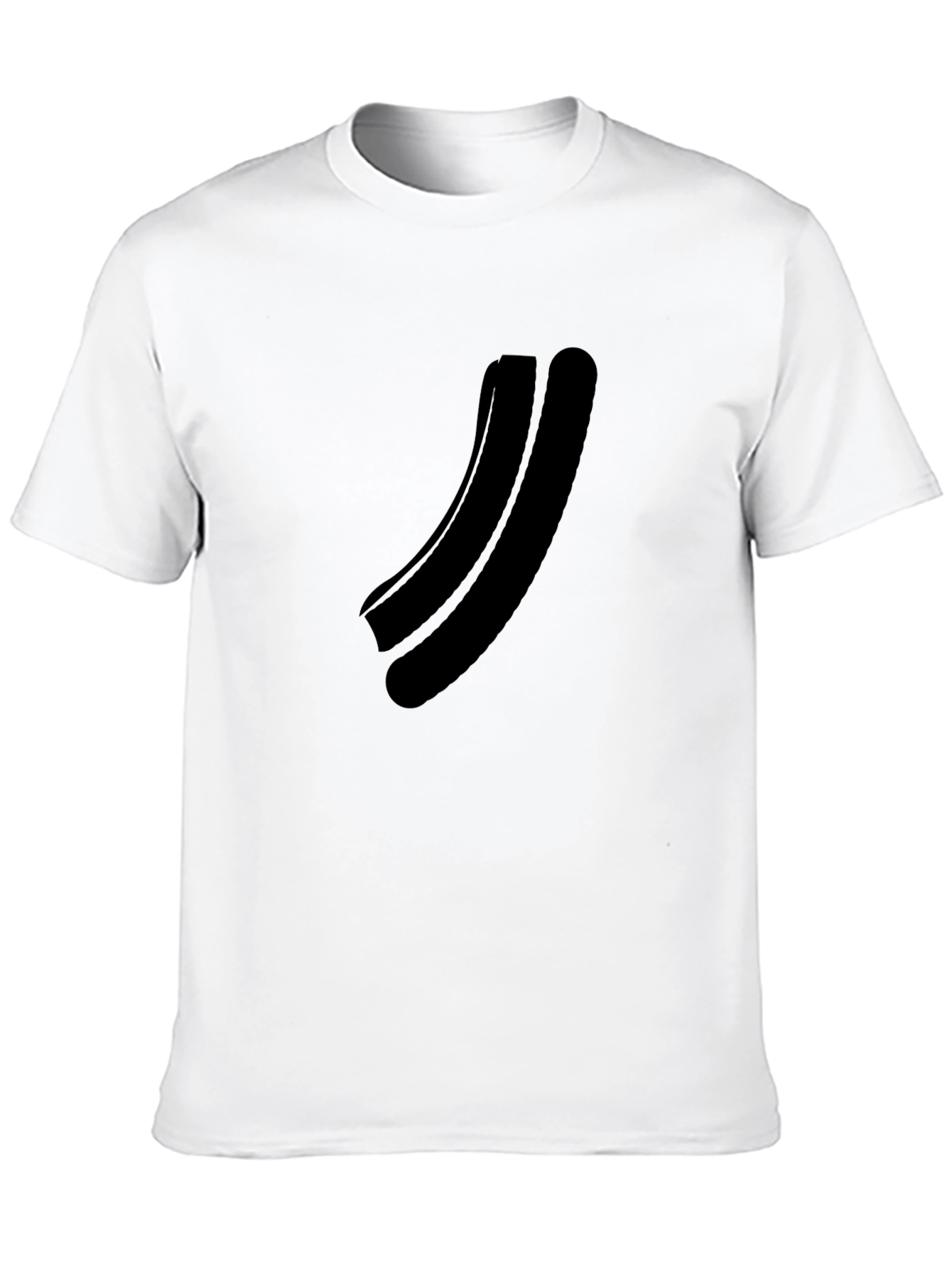 Black Minimalist Black Curved Graphic T-Shirt view 10