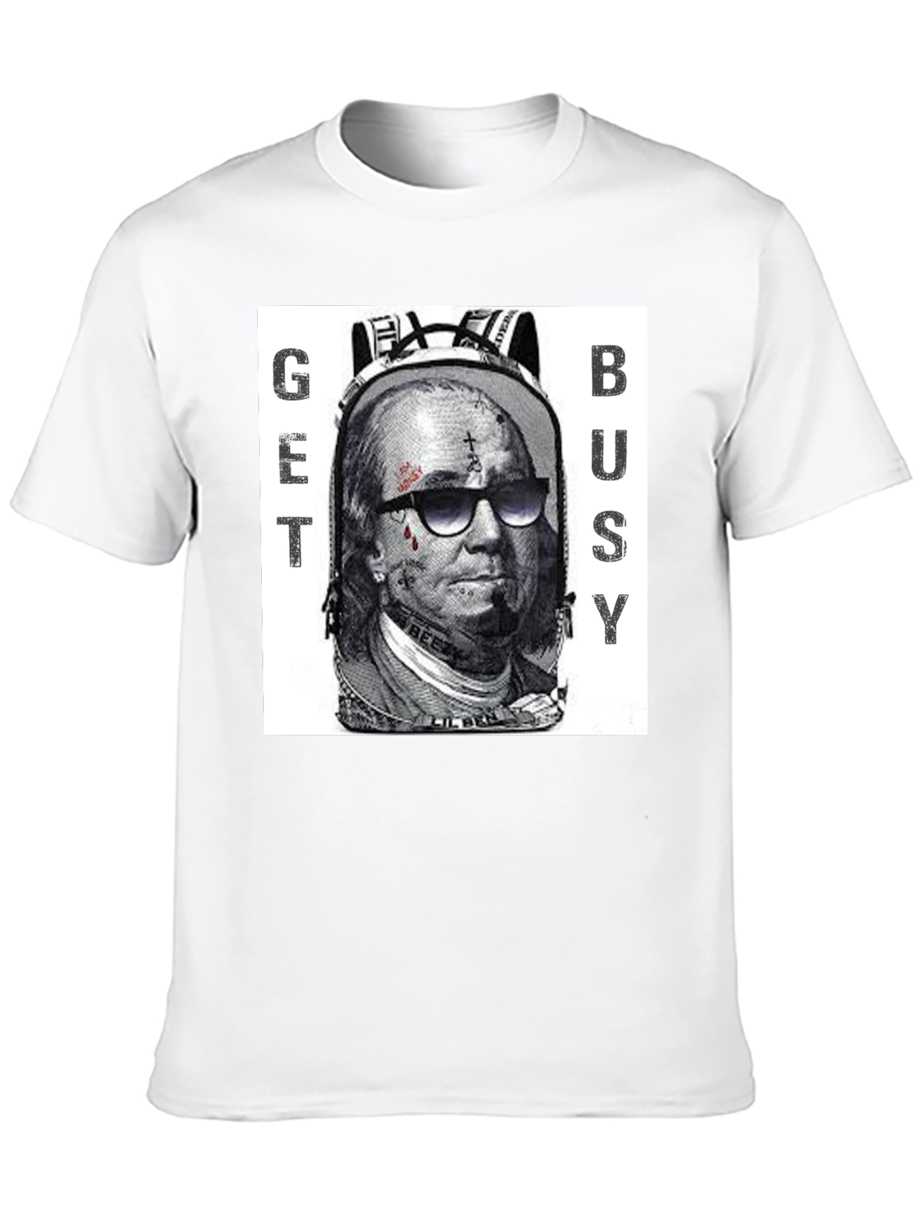 Black Get Busy Graphic T-Shirt - Unique Design view 10