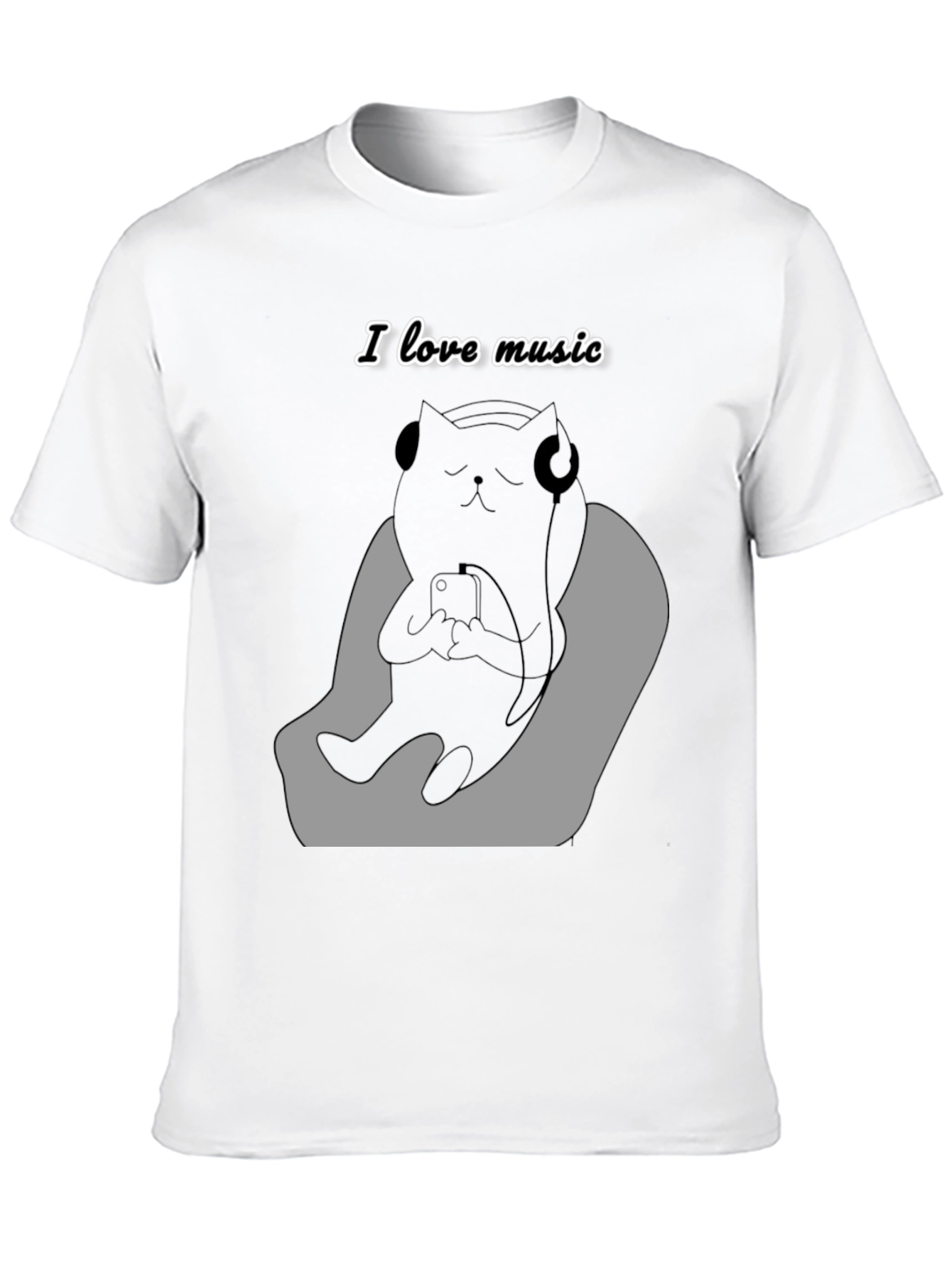 Black Cool Cat Music Lover Graphic Tee view 10