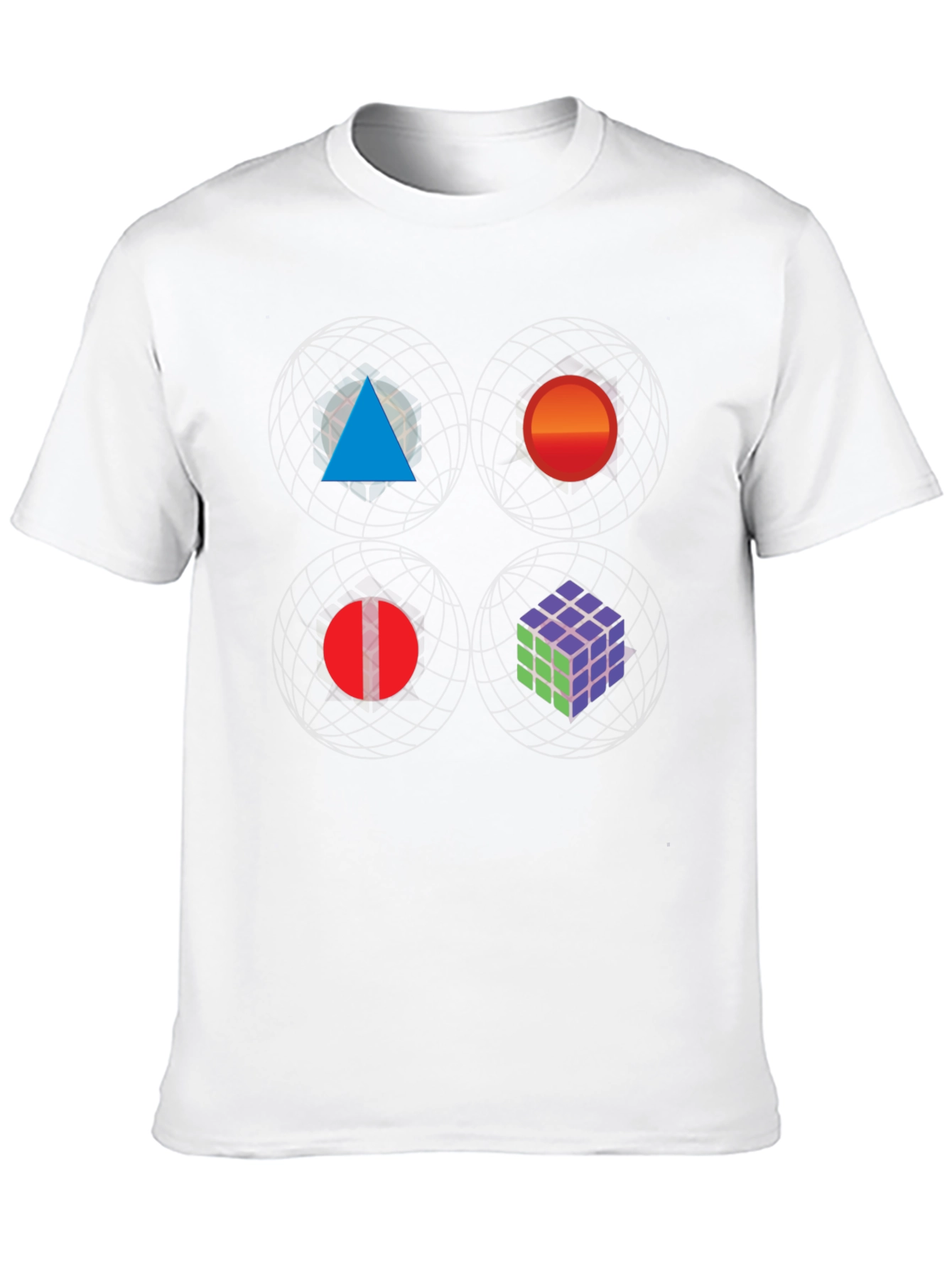 Black Geometric Print Tee - Abstract Art Black T-Shirt view 10