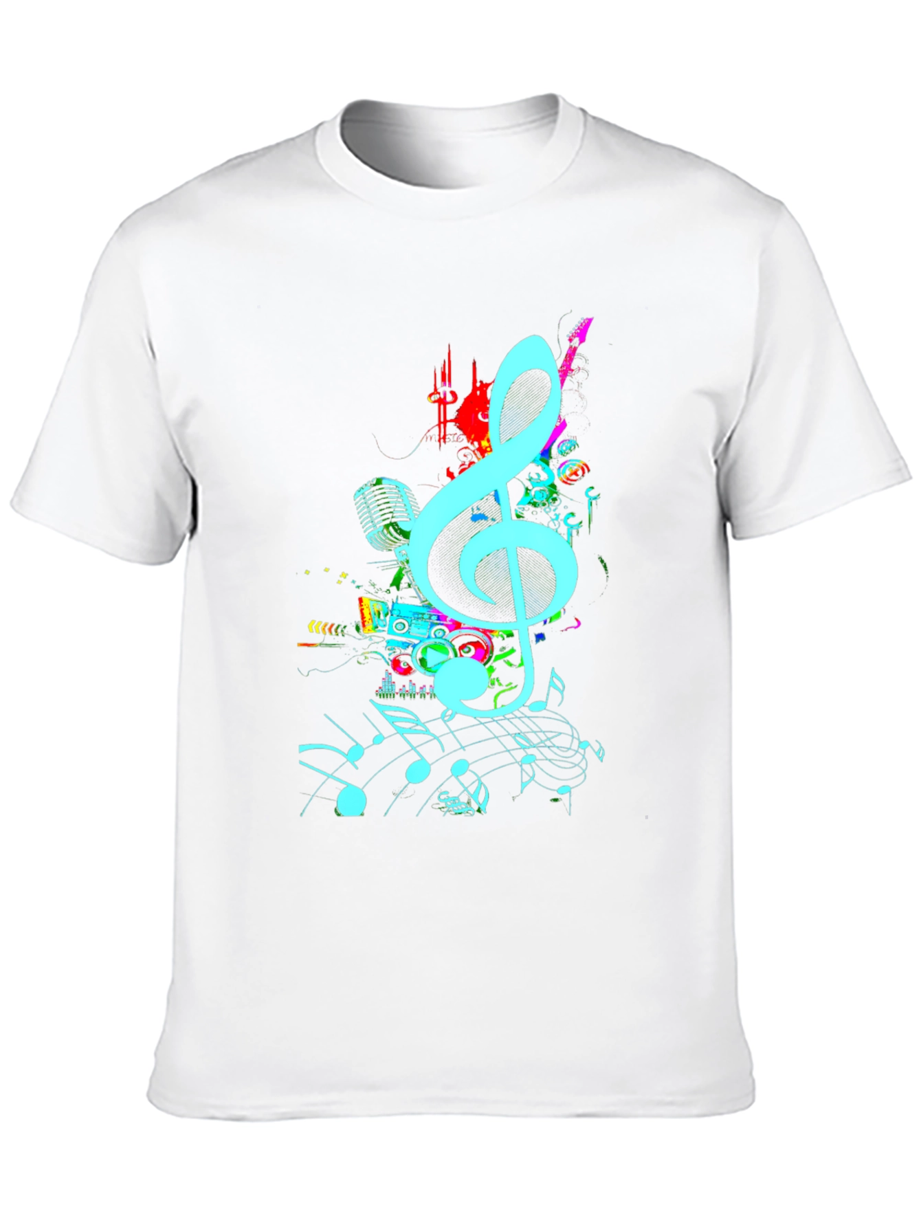 Black Musical Notes Graphic Print Black T-Shirt view 10