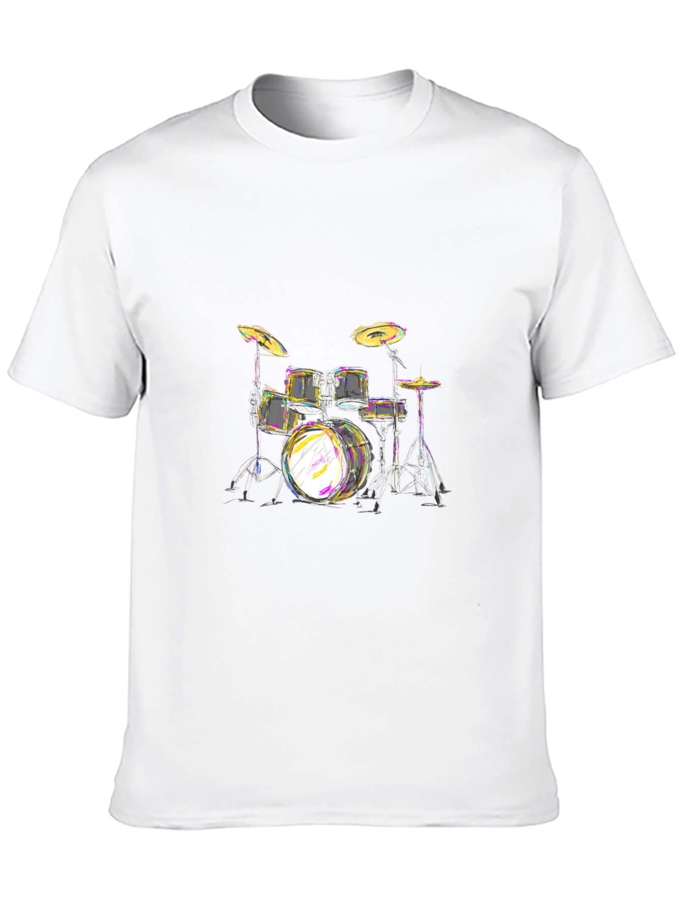 Black Drum Set Graphic Tee - Black Cotton T-Shirt view 10