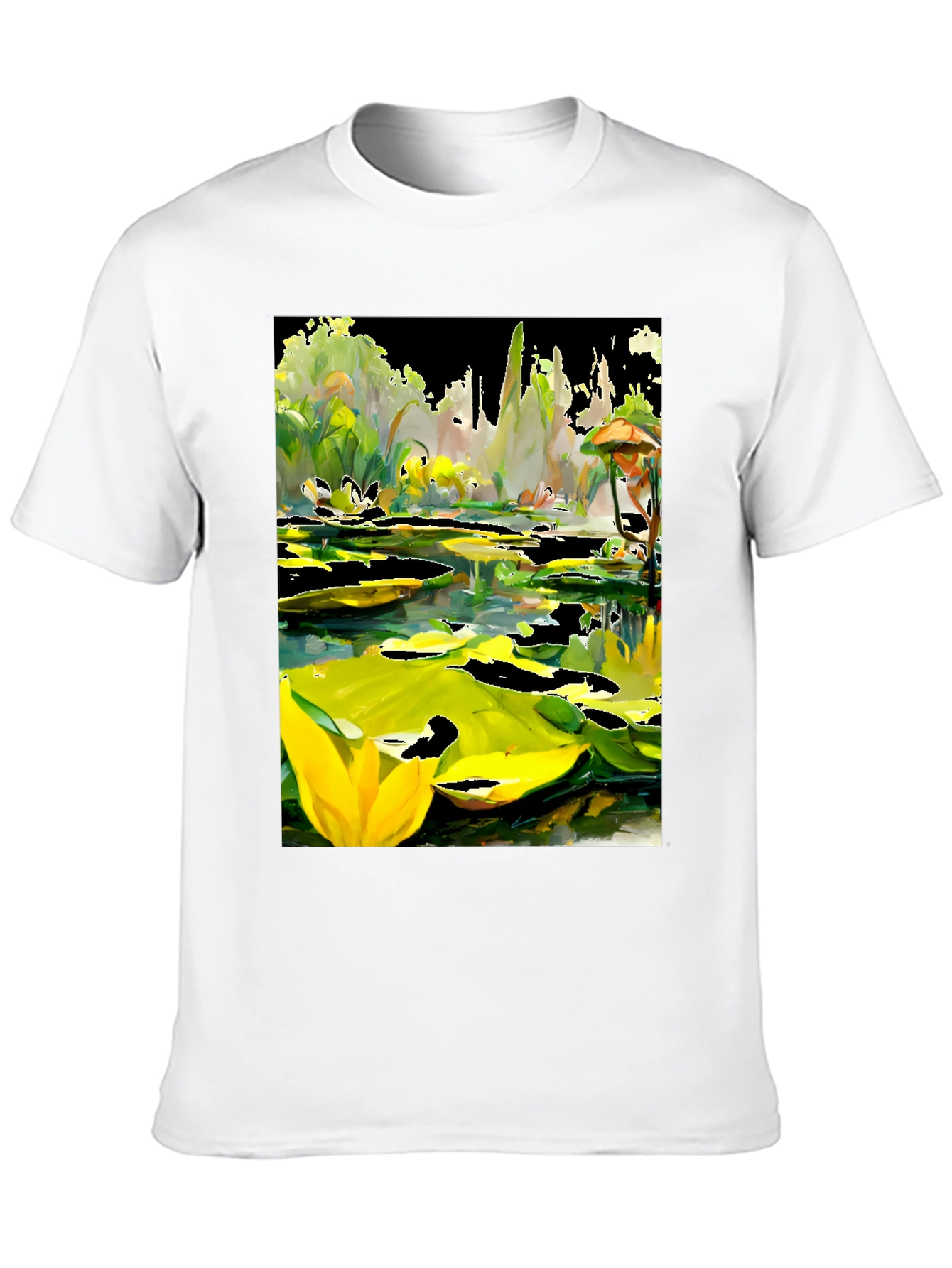 Black Lily Pond T-Shirt - Unique Artistic Design view 10