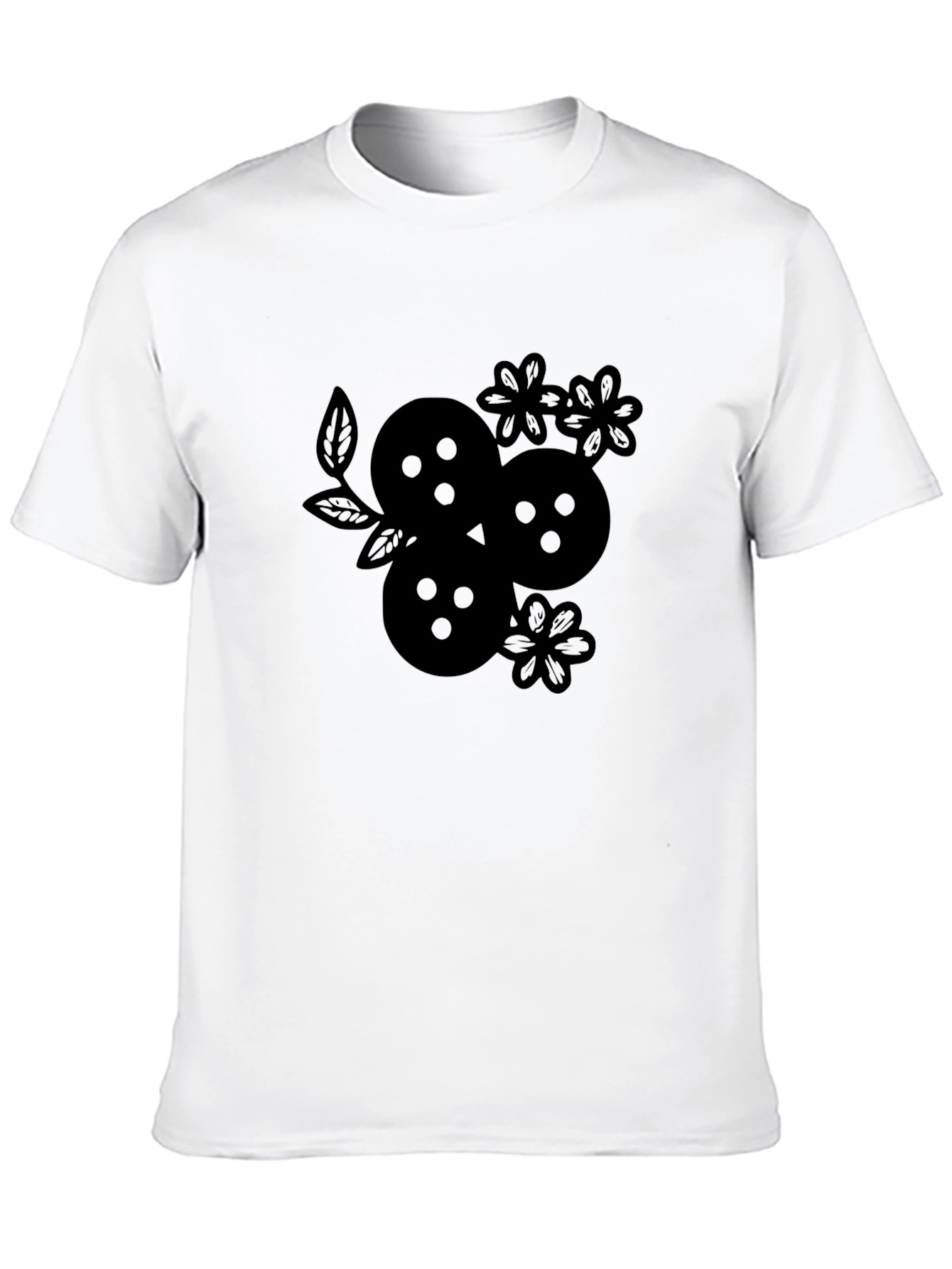 Black Black Graphic Tee - Floral Fruit Design view 10