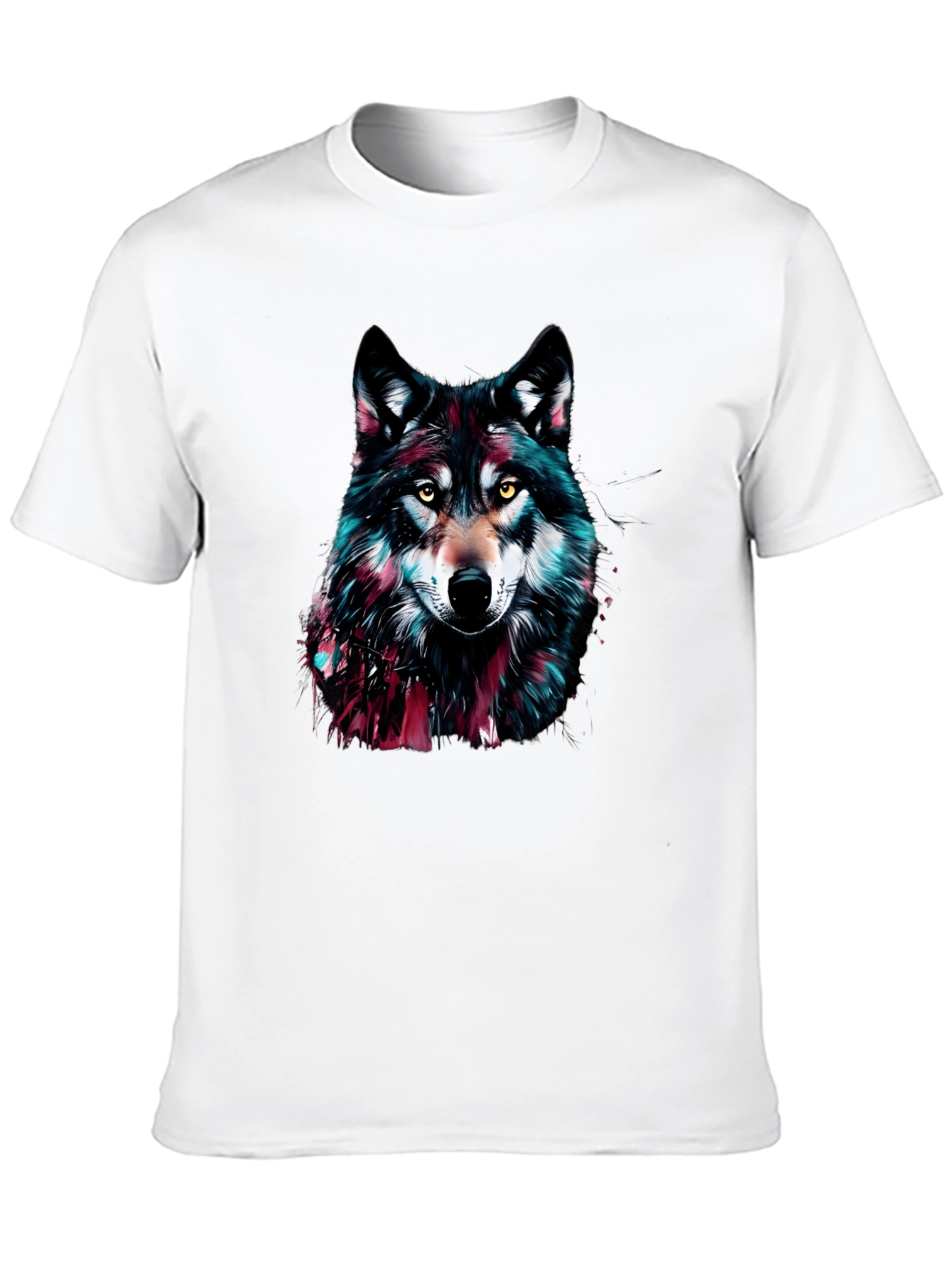 Black Wolf Graphic Print Crew Neck Men's T-Shirt view 10