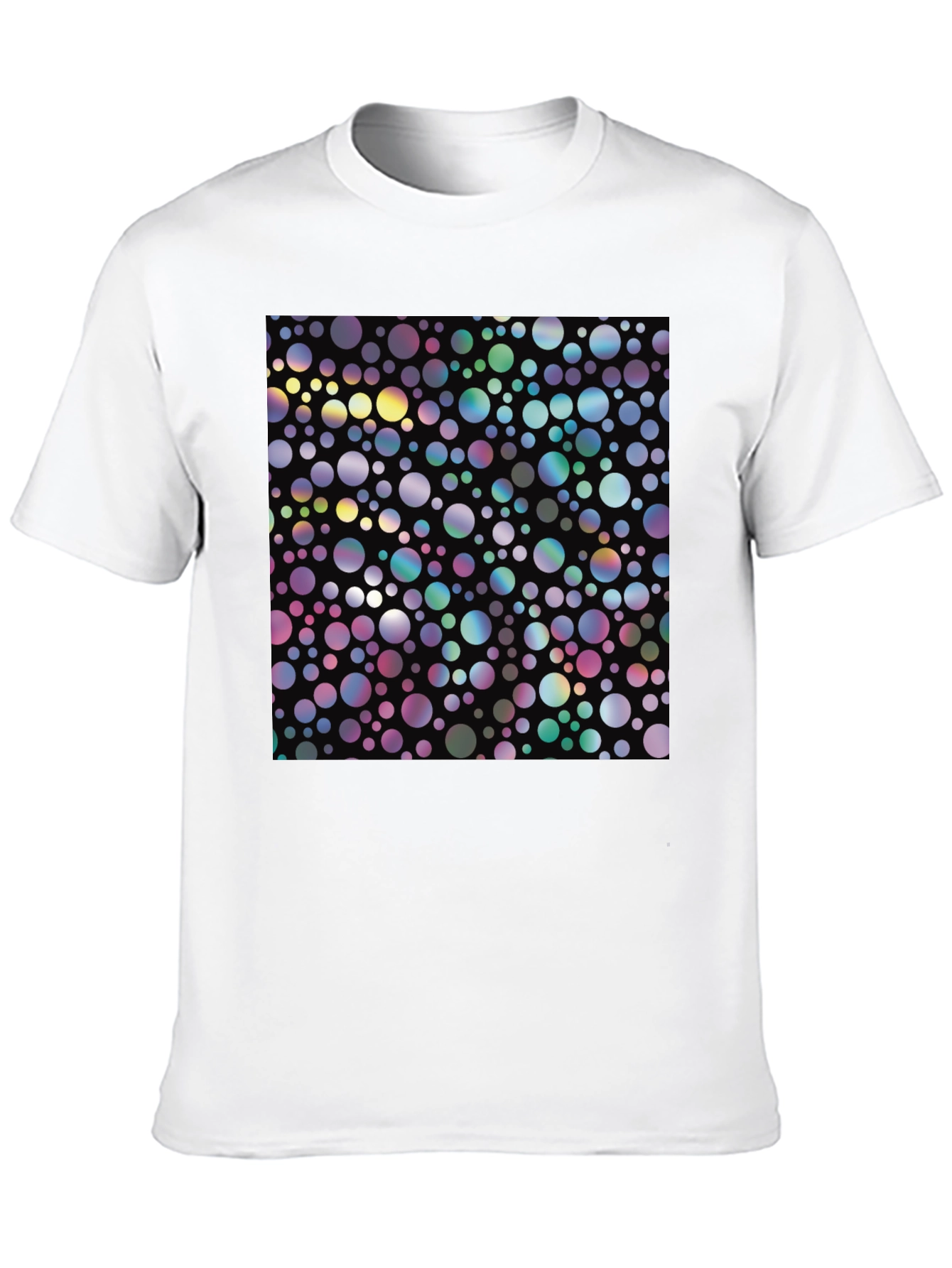 Black Colorful Circle Pattern Black T-Shirt view 10