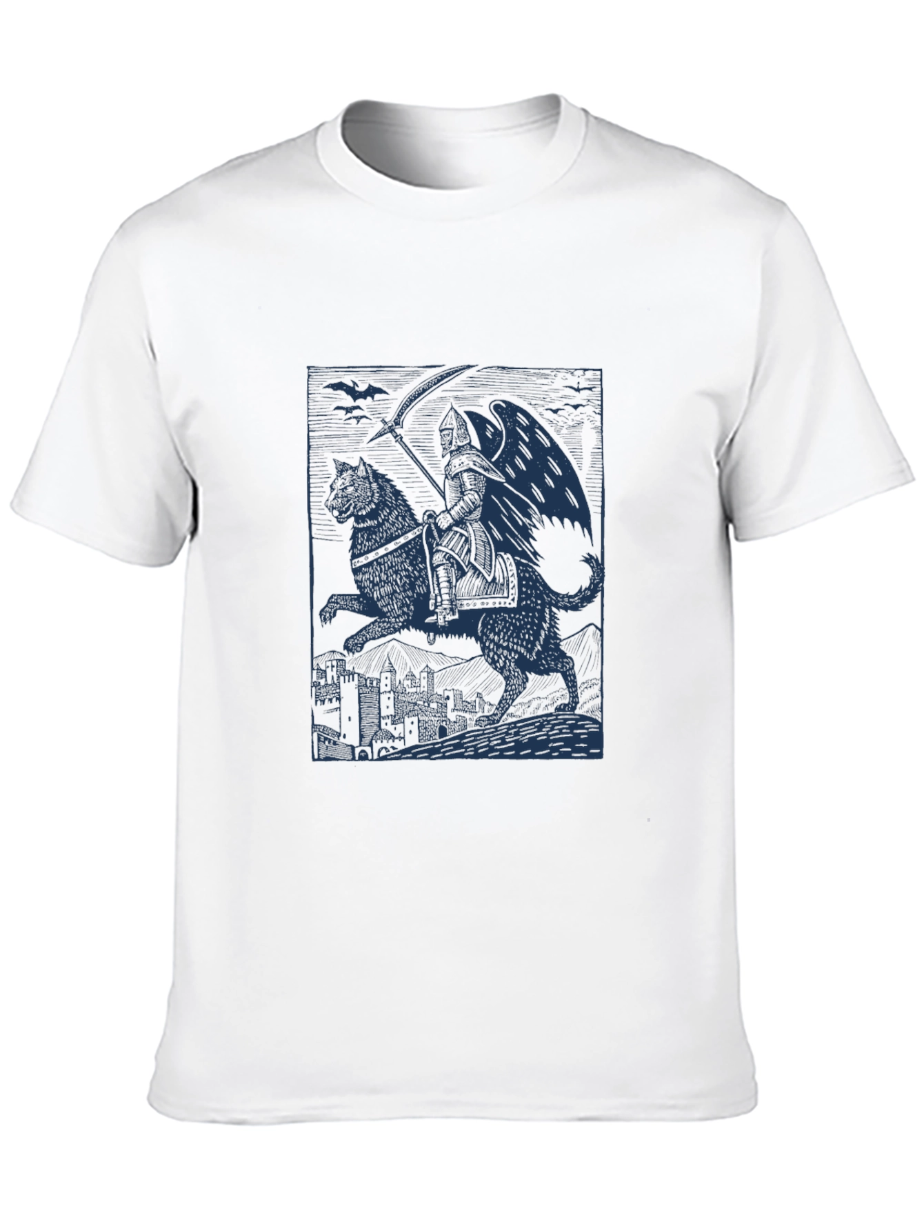 Grim Reaper Wolf Rider Graphic Tee - Black Cotton - 10