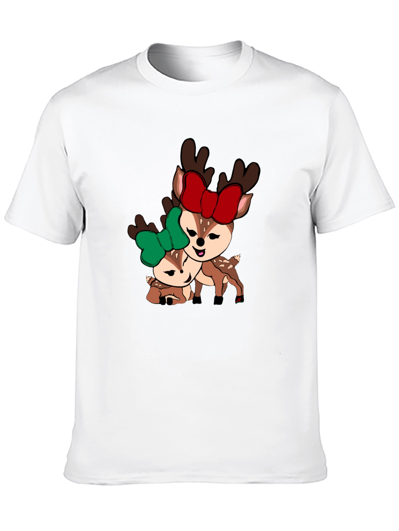 Black Cute Deer Couple T-Shirt - Holiday Season Apparel view 10