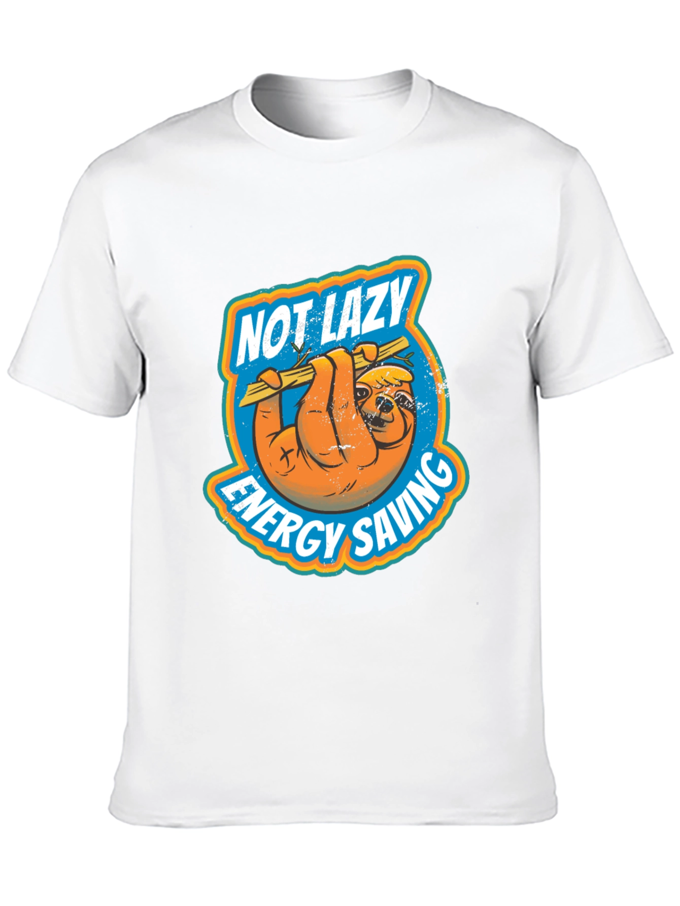 Black Not Lazy Energy Saving Sloth Graphic T-Shirt view 10