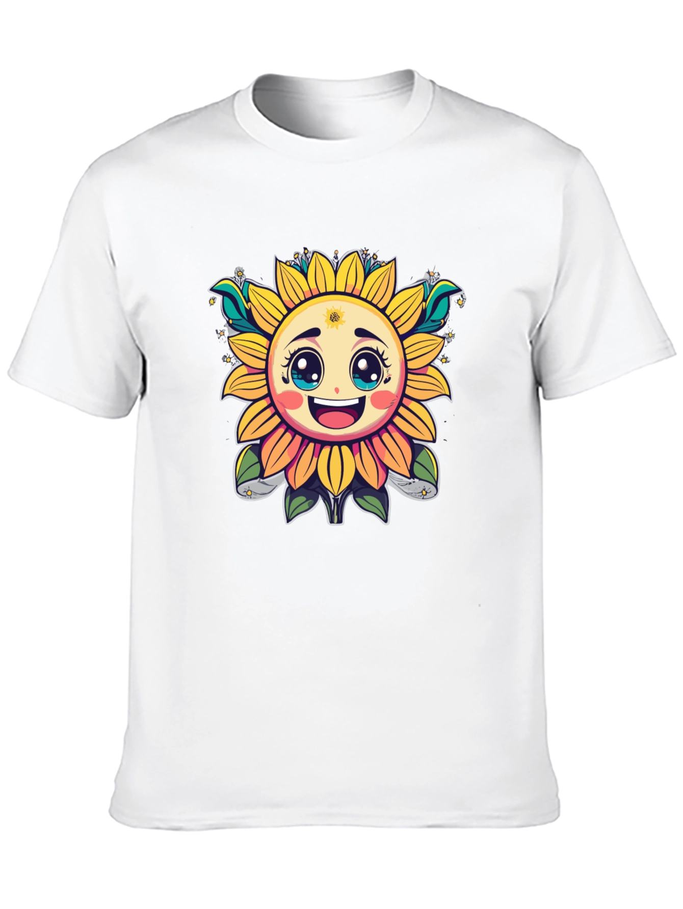 Black Happy Sunflower Graphic T-Shirt - Cheerful Black Tee view 10